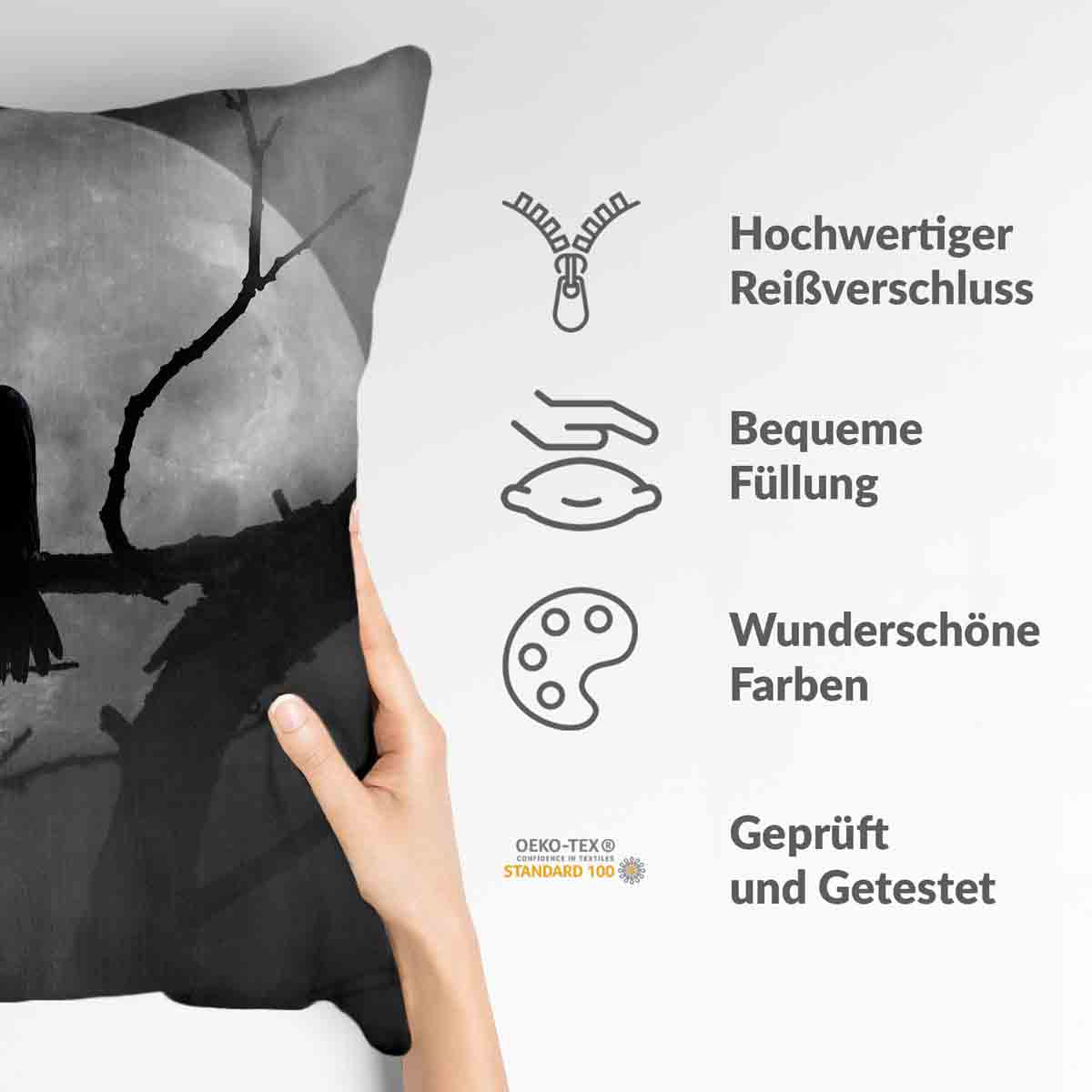 Coussin de santé Corbeau au clair de lune