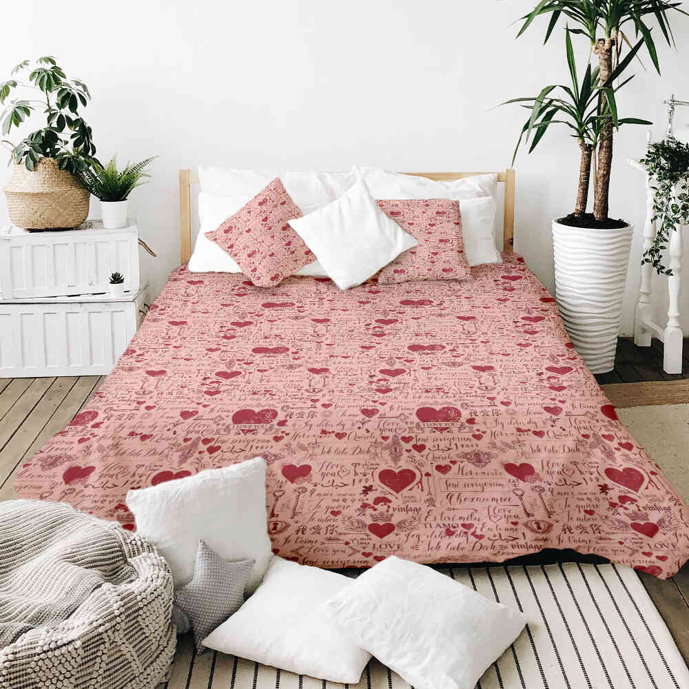 Couverture thérapeutique originale - Housse en coton rose Je t'aime