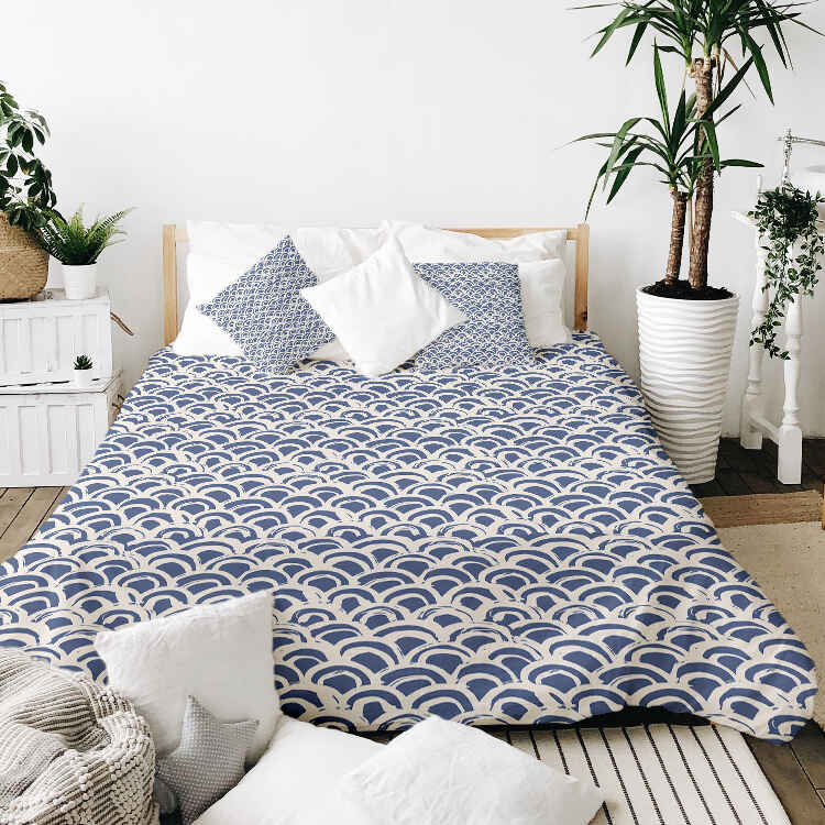 Original Therapiedecke - Ensemble de literie en coton motif vagues bleu