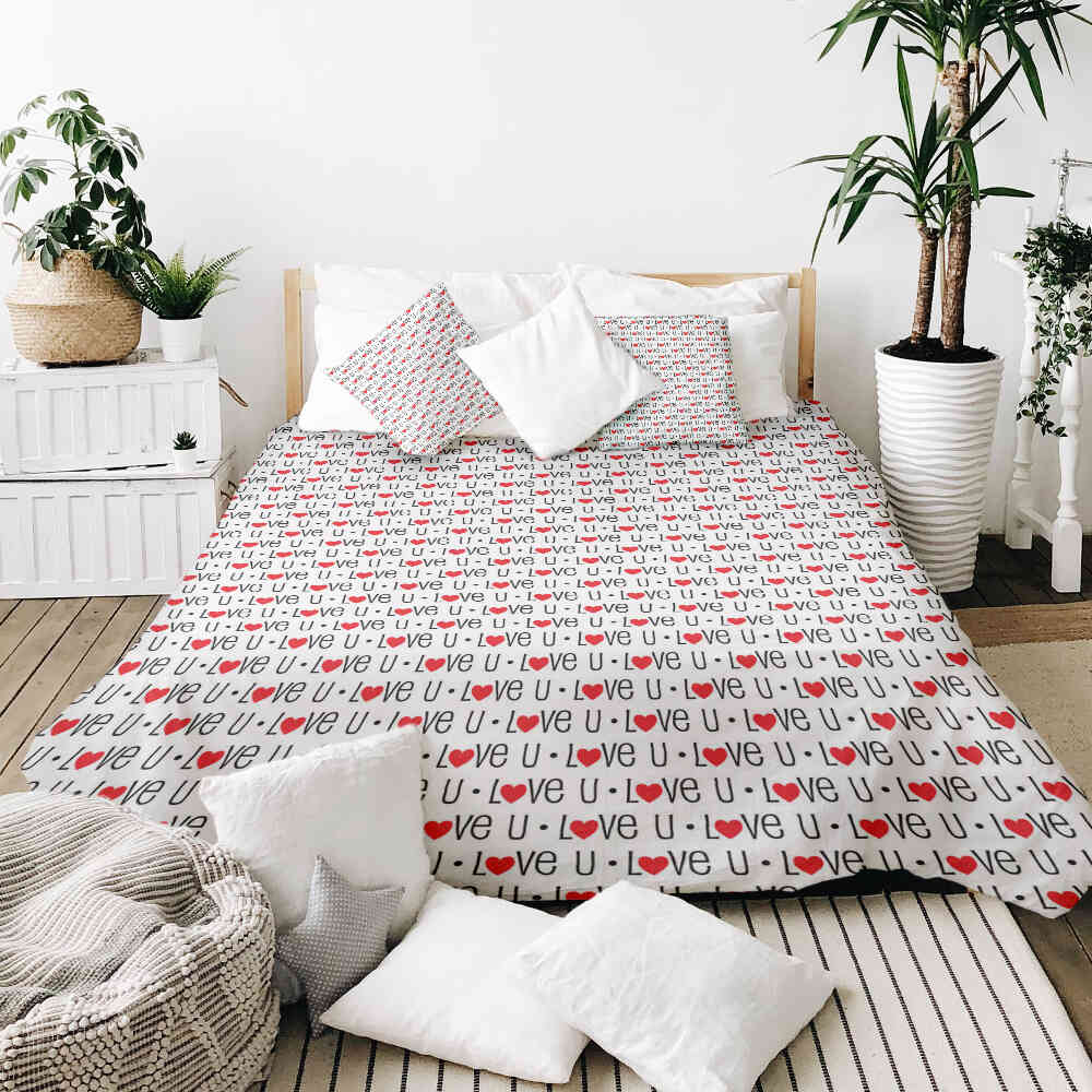 Couverture thérapeutique originale - Housse en coton blanc Love U