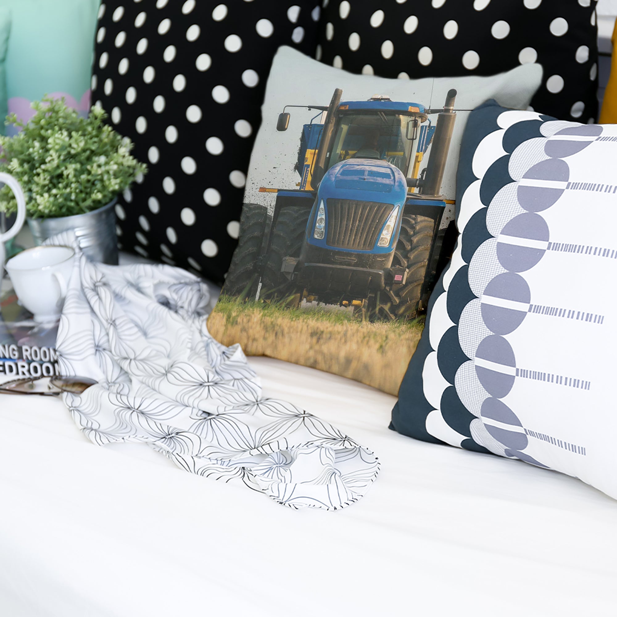 Coussin de santé tracteur en bleu
