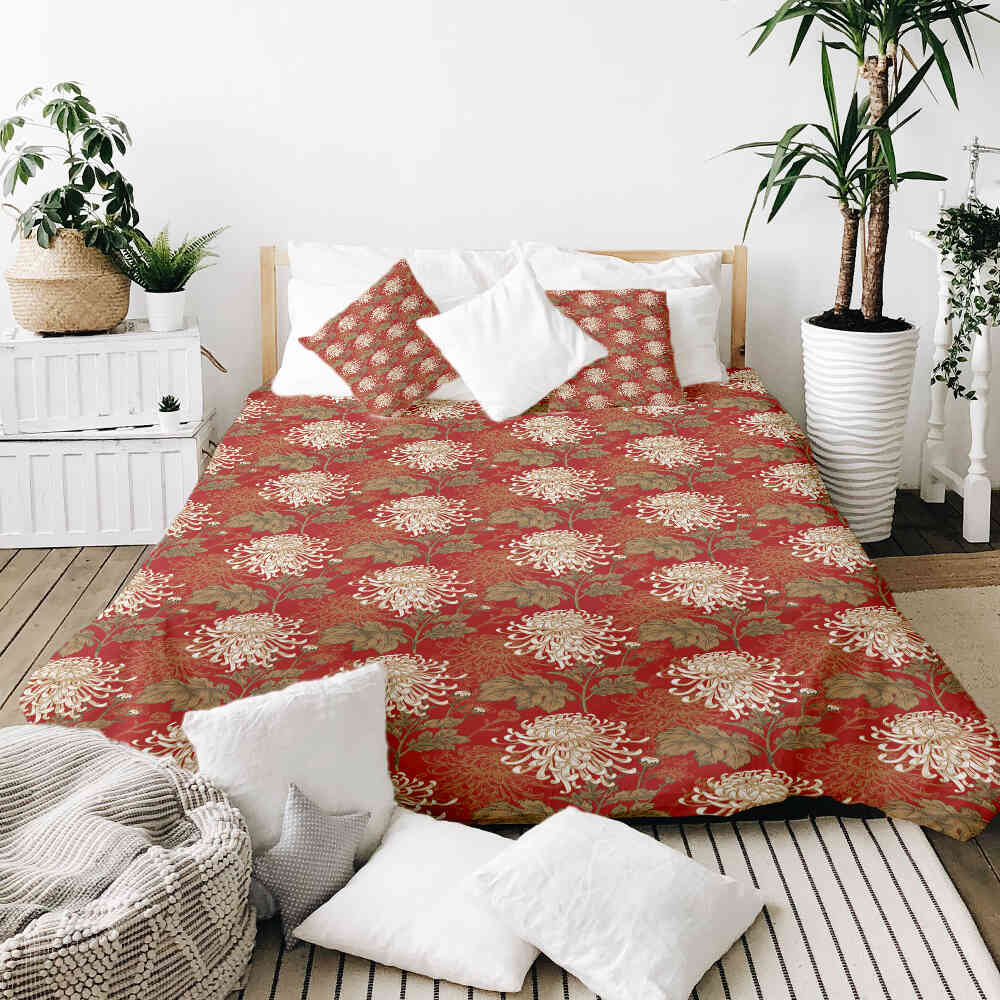Original Therapiedecke - Ensemble de literie en coton Rouge grande fleur
