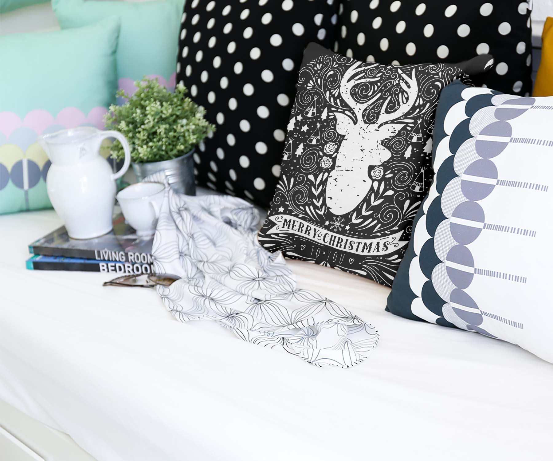 Coussin de santé noir Joyeux Noël