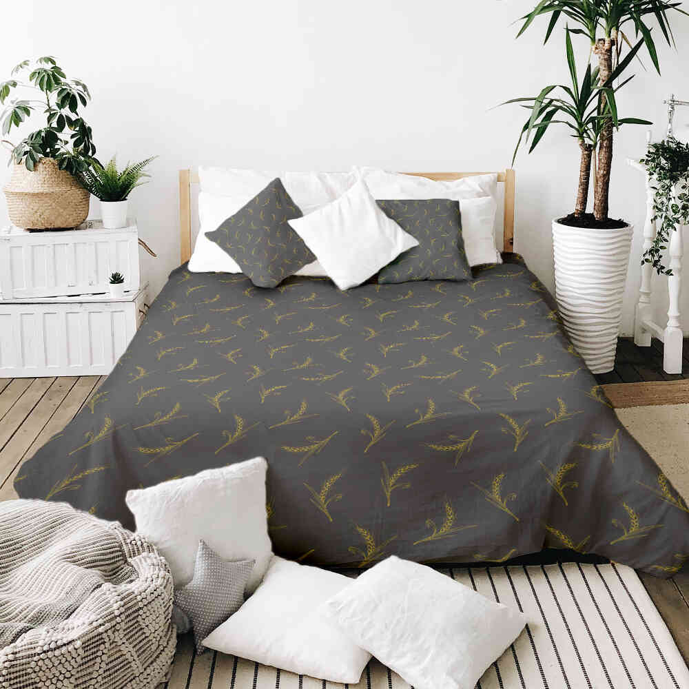Original Therapiedecke - Ensemble de literie en coton gris avec blé