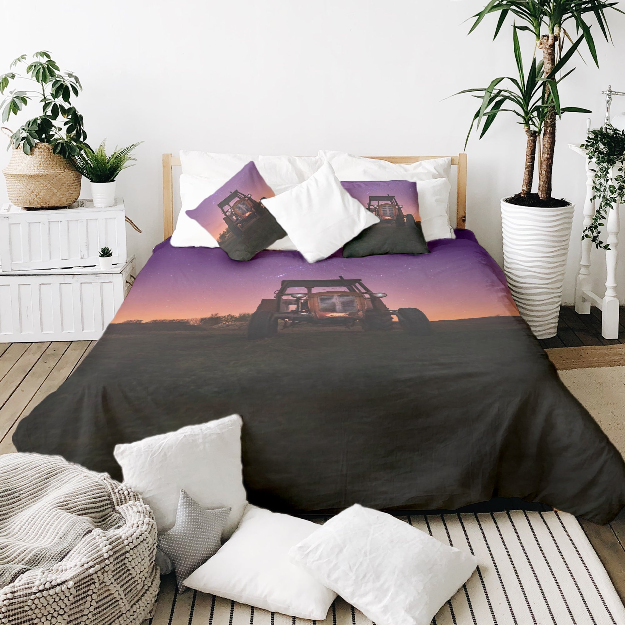 Couverture thérapeutique originale - Housse en coton violet avec tracteur