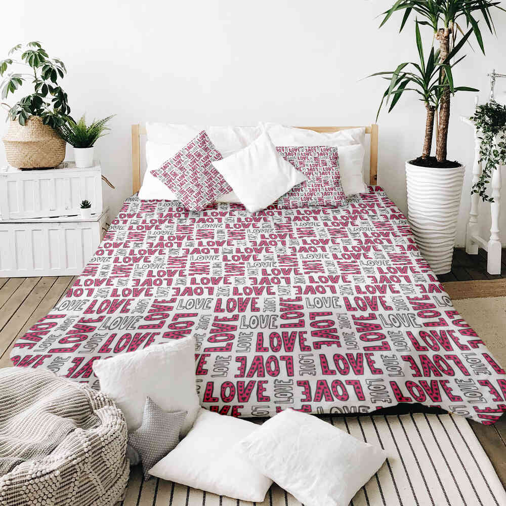 Original Therapiedecke - Ensemble de literie en coton Blanc L.O.V.E
