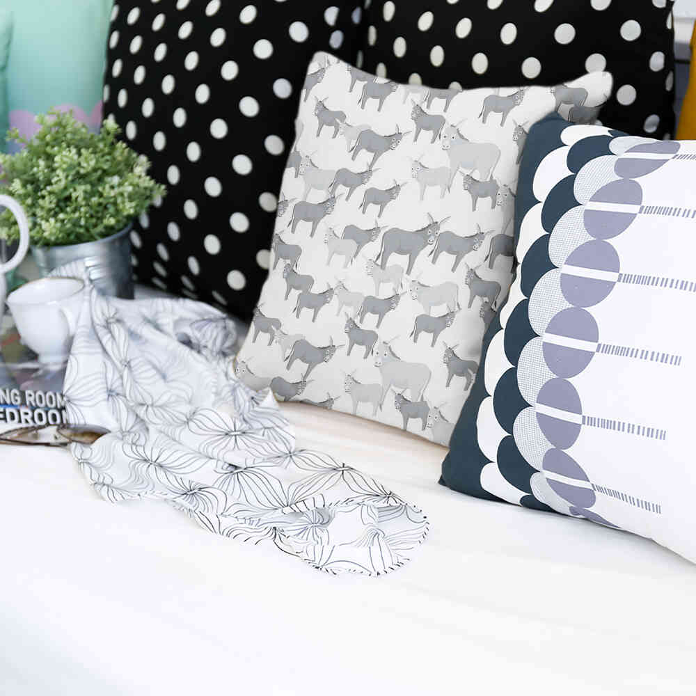 Coussin de santé gris avec des ânes