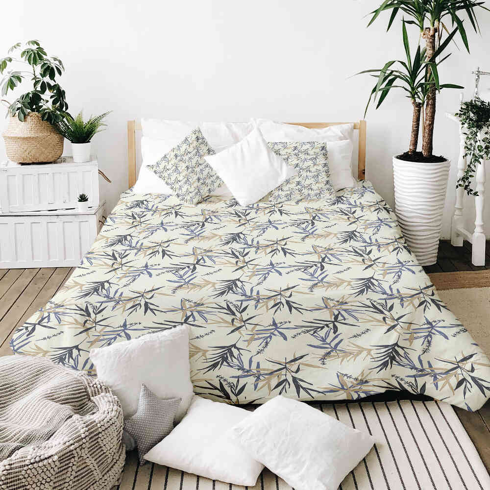 Original Therapiedecke - Ensemble de literie en coton Motif feuilles beige