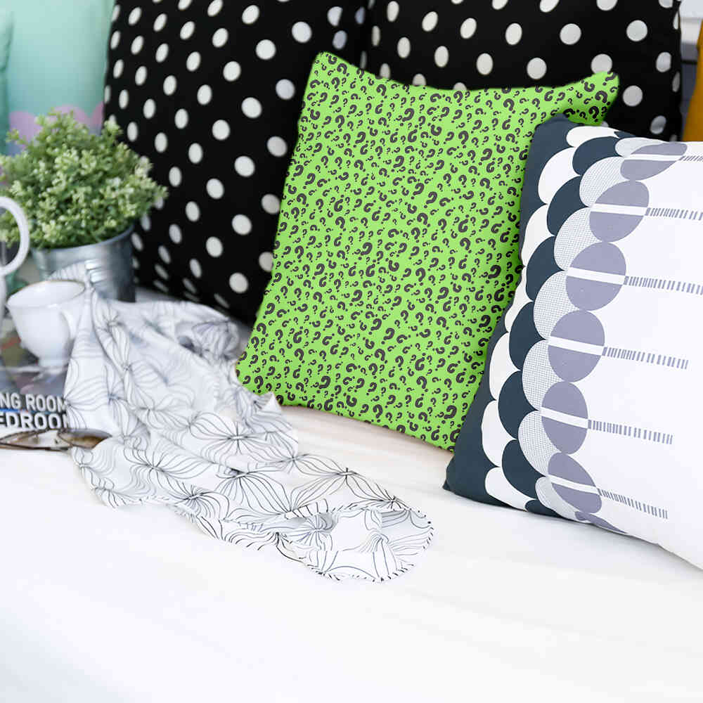 Coussin de santé vert clair avec point d'interrogation