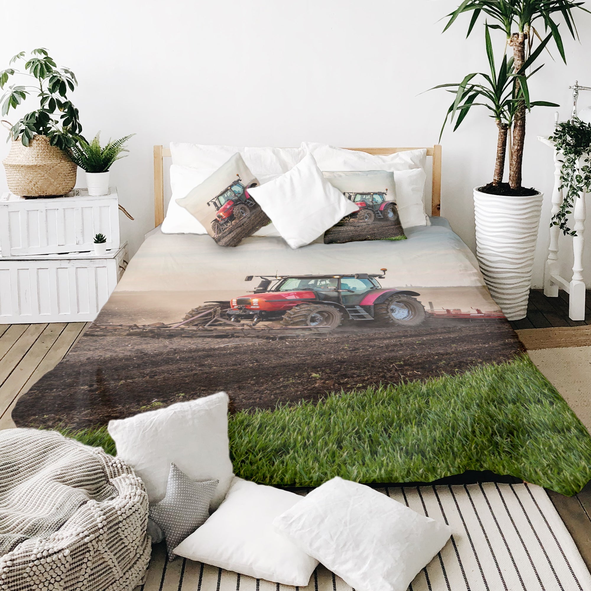 Couverture thérapeutique originale - Housse en coton avec grand tracteur