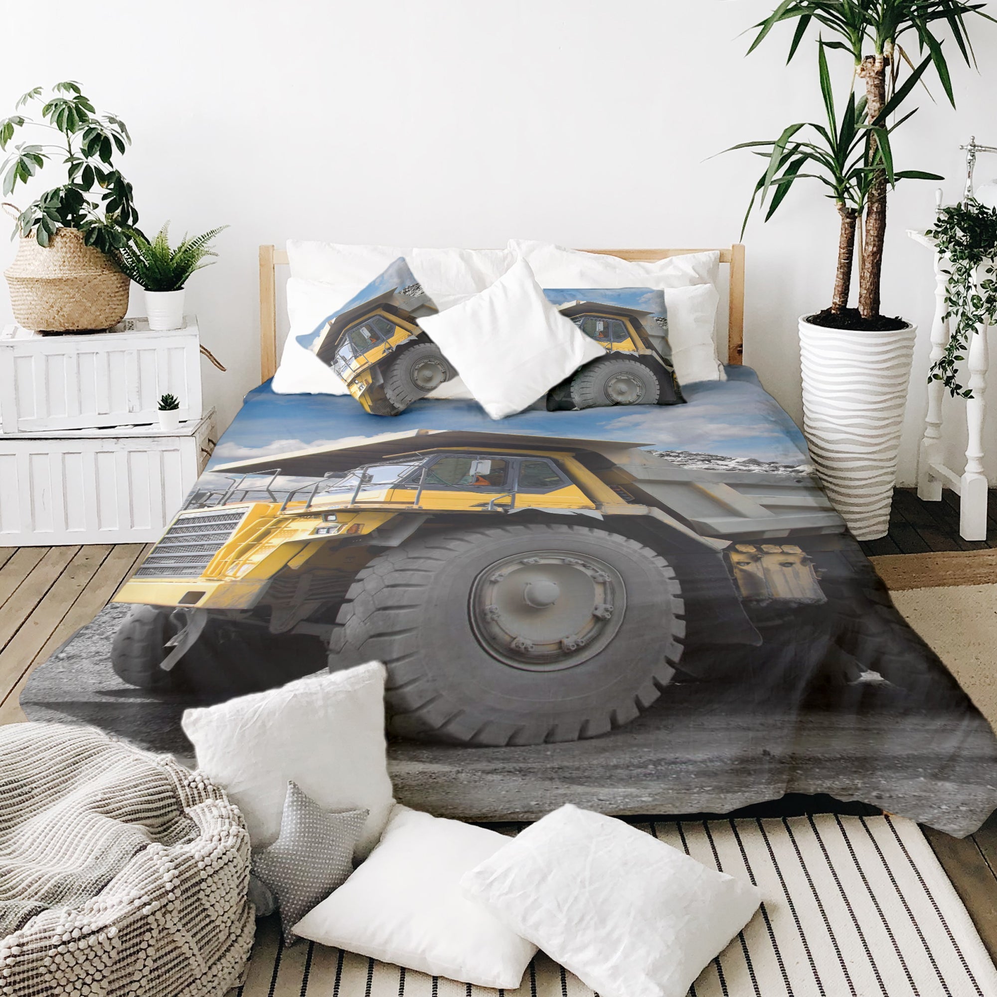 Couverture thérapeutique originale - Housse en coton Camion jaune