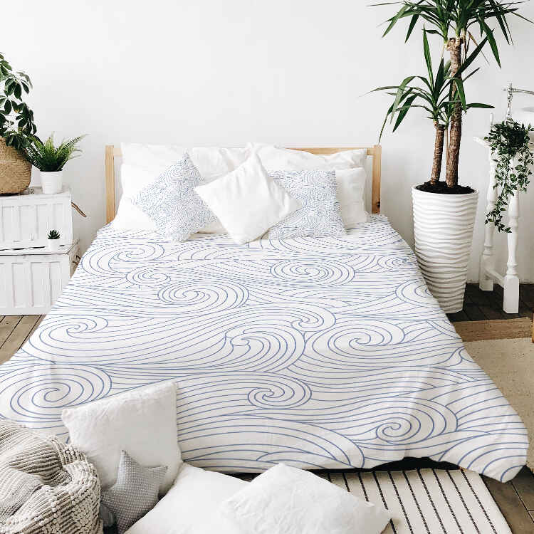 Original Therapiedecke - Ensemble de literie en coton vagues bleu