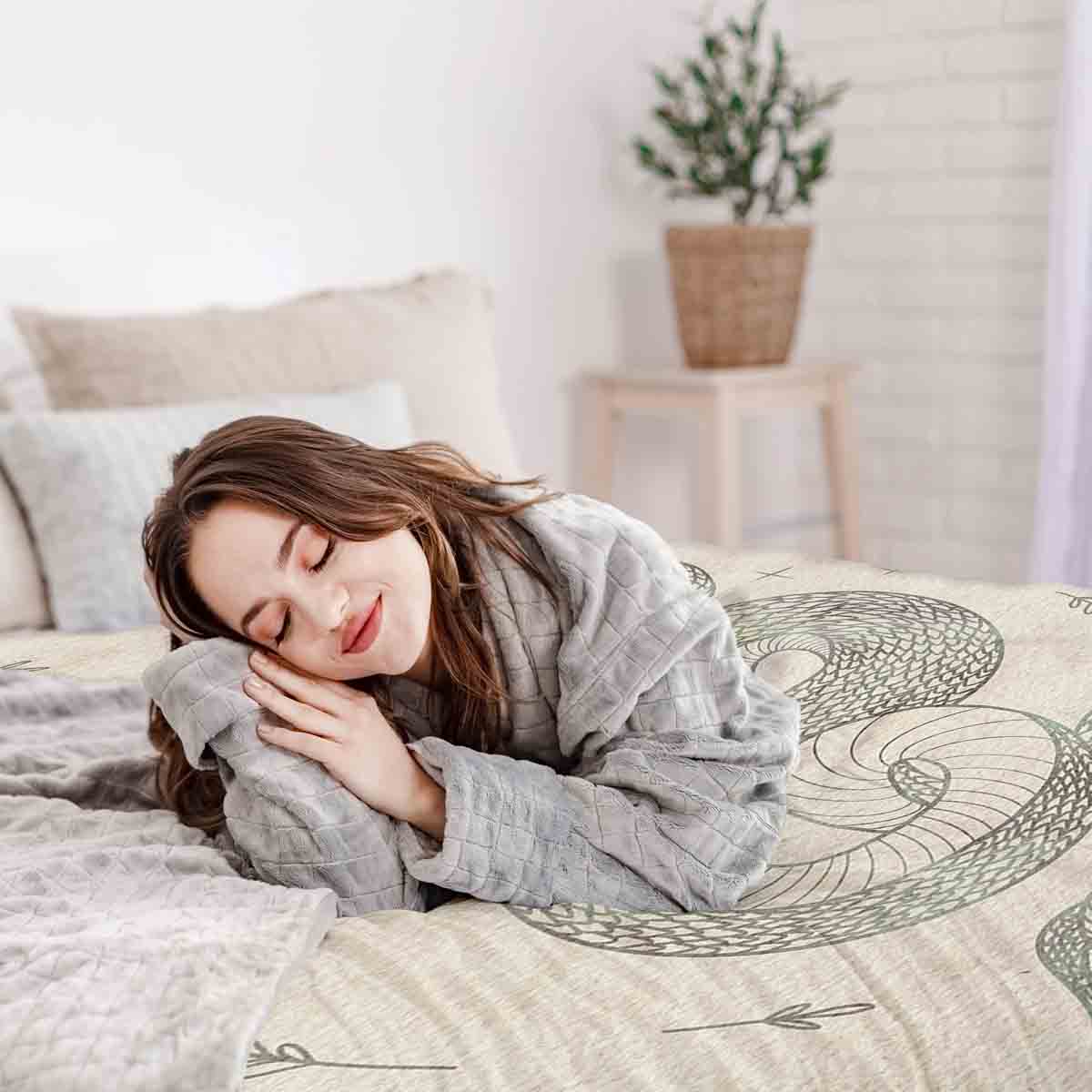 Original Therapiedecke - Ensemble de literie en coton beige avec serpent