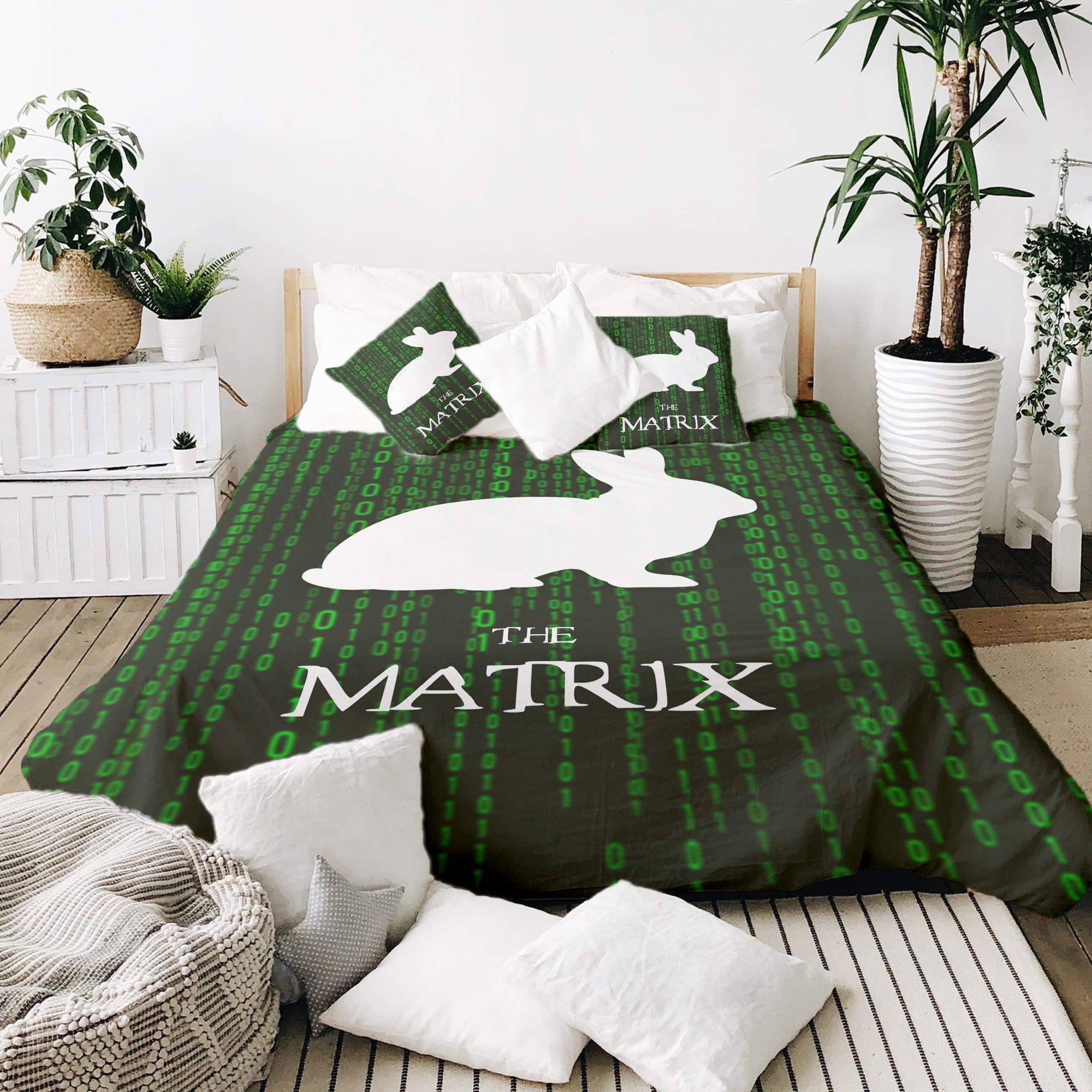 Couverture thérapeutique originale - ensemble de literie coton Matrix Code vert