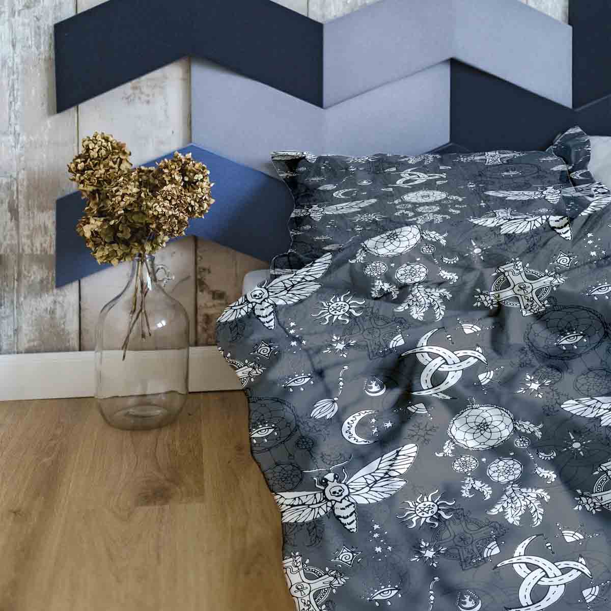 Couverture thérapeutique originale - Housse en coton noire Libellule effrayante
