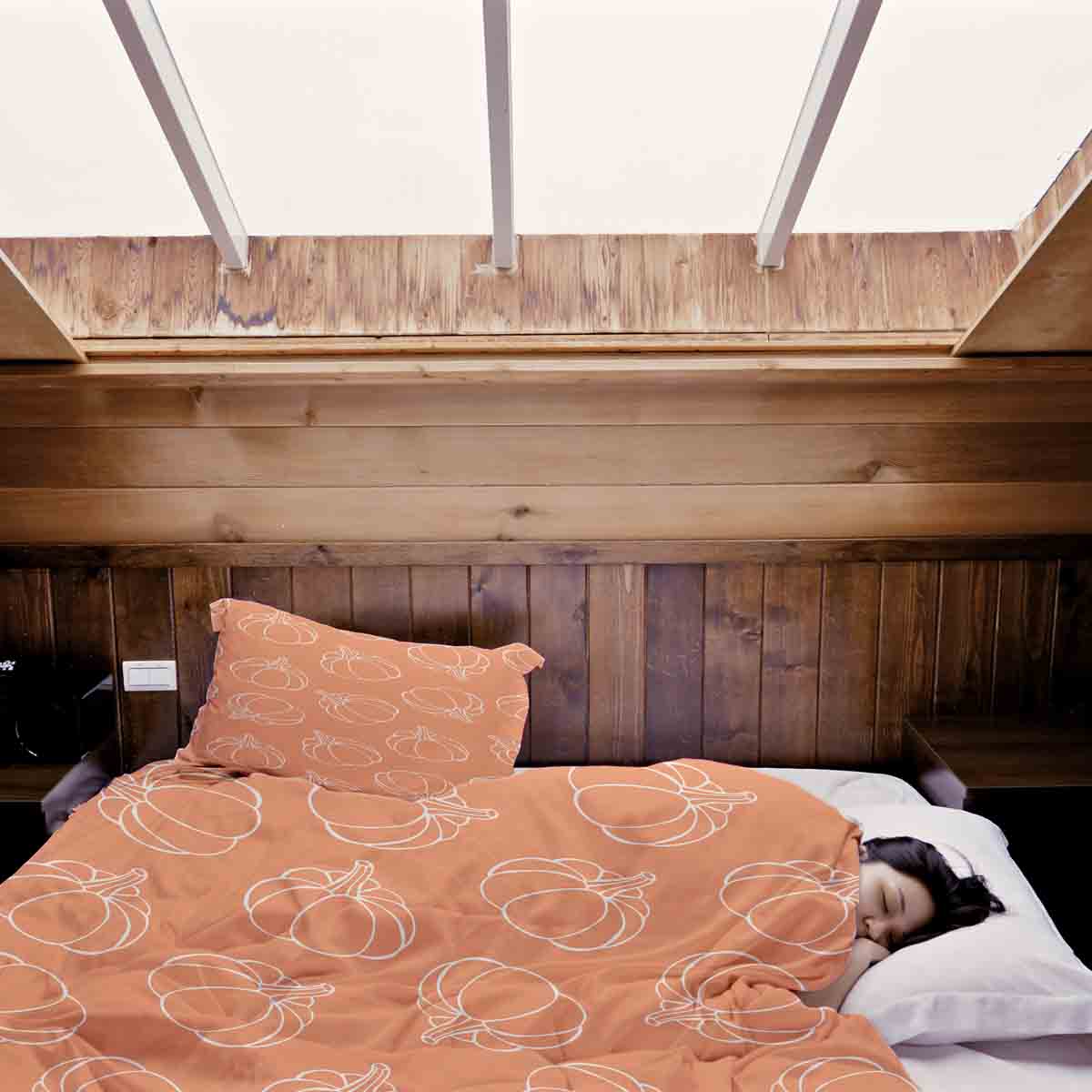 Original Therapiedecke - Ensemble de literie en coton orange avec citrouille