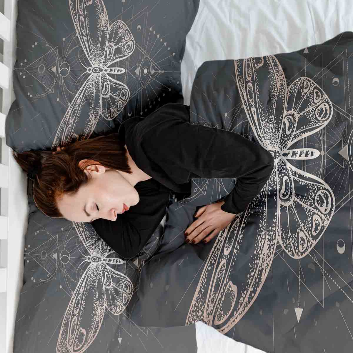 Couverture thérapeutique originale - Housse en coton noire avec papillon
