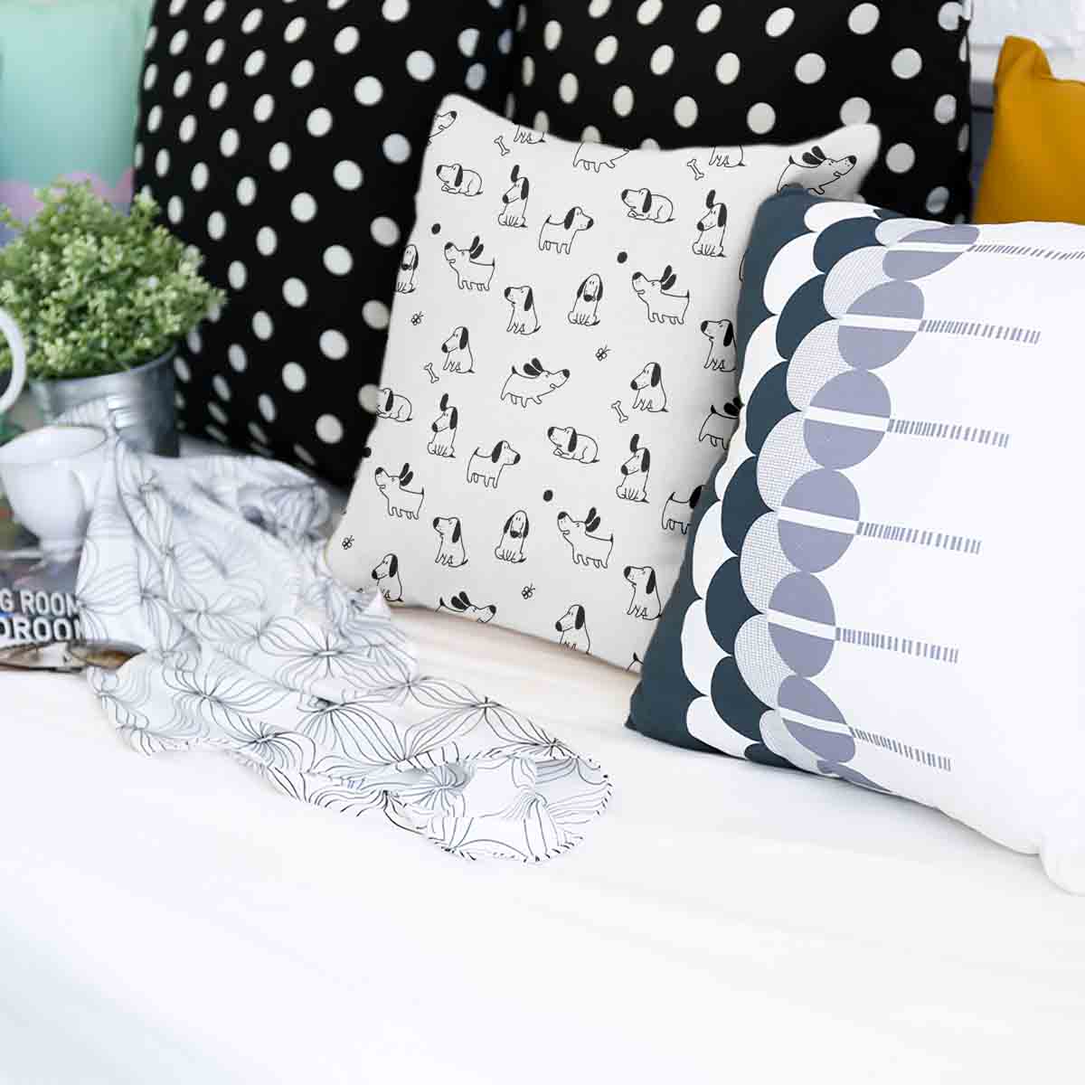Coussin de santé blanc avec chiens