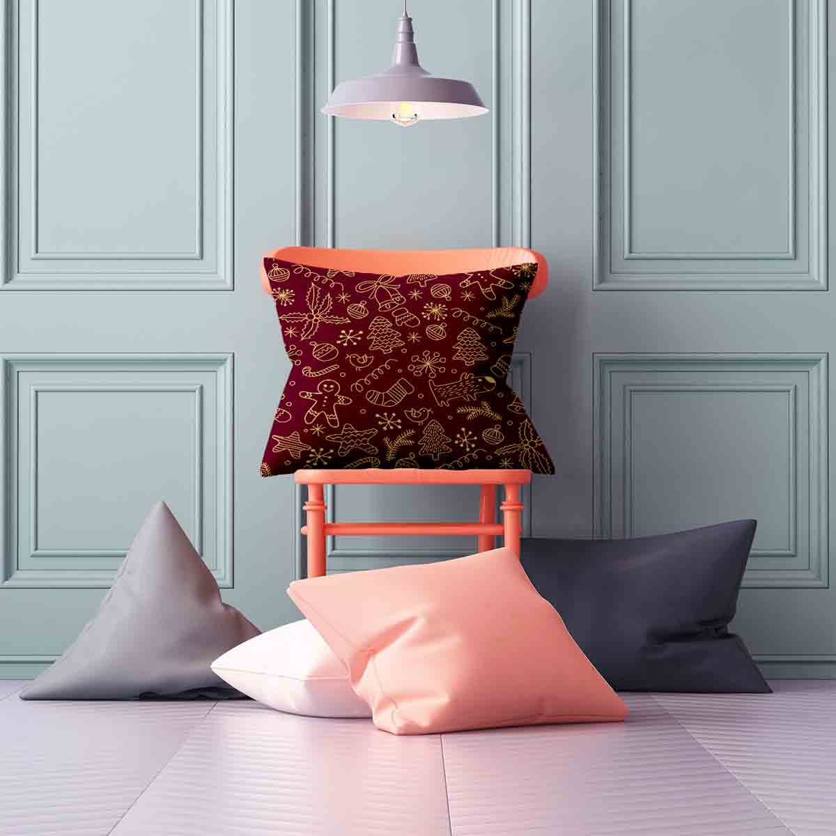 Coussin de santé rouge avec motifs de Noël amusants