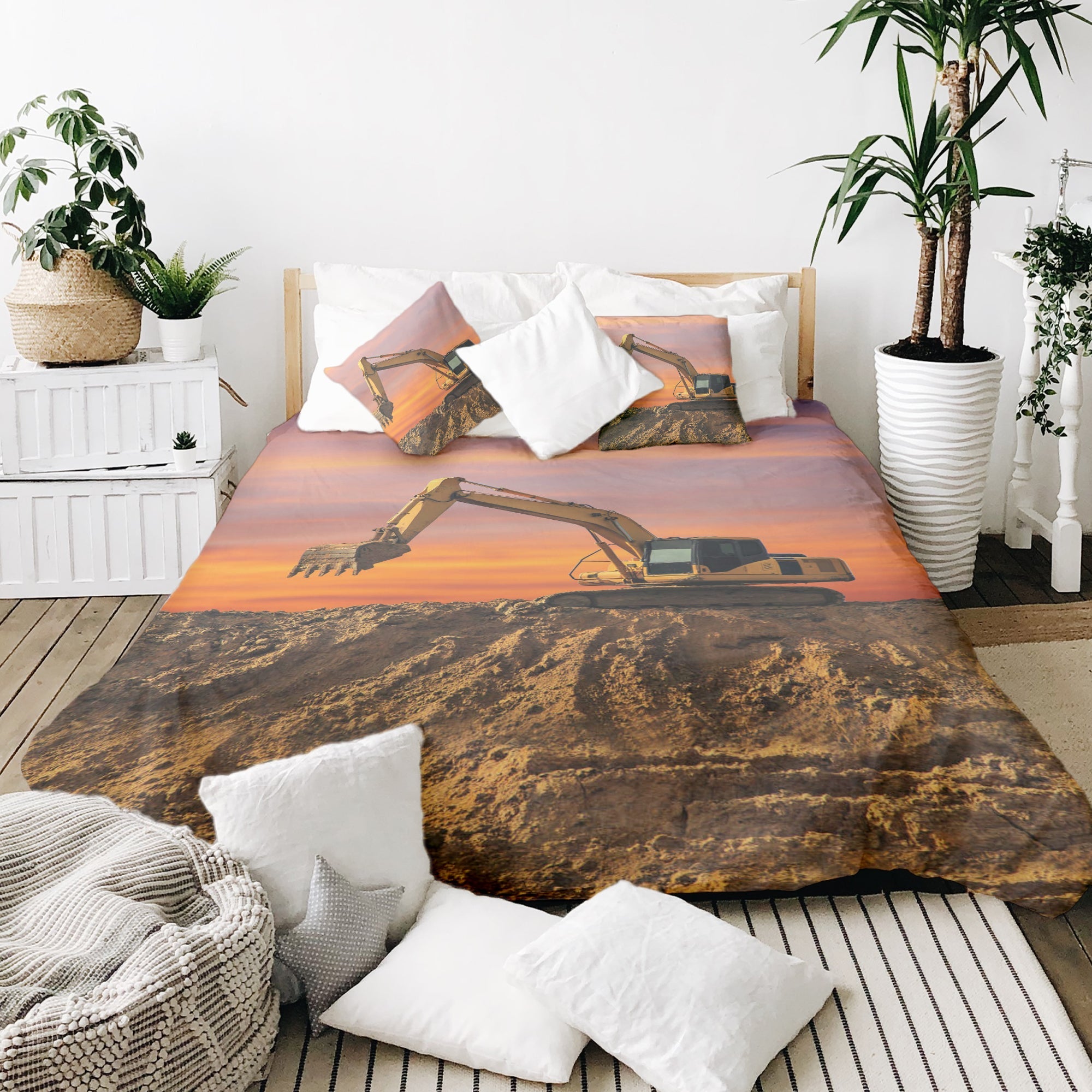 Couverture Thérapeutique Originale TD - Ensemble de Literie en Coton Tracteur au Lever du Soleil
