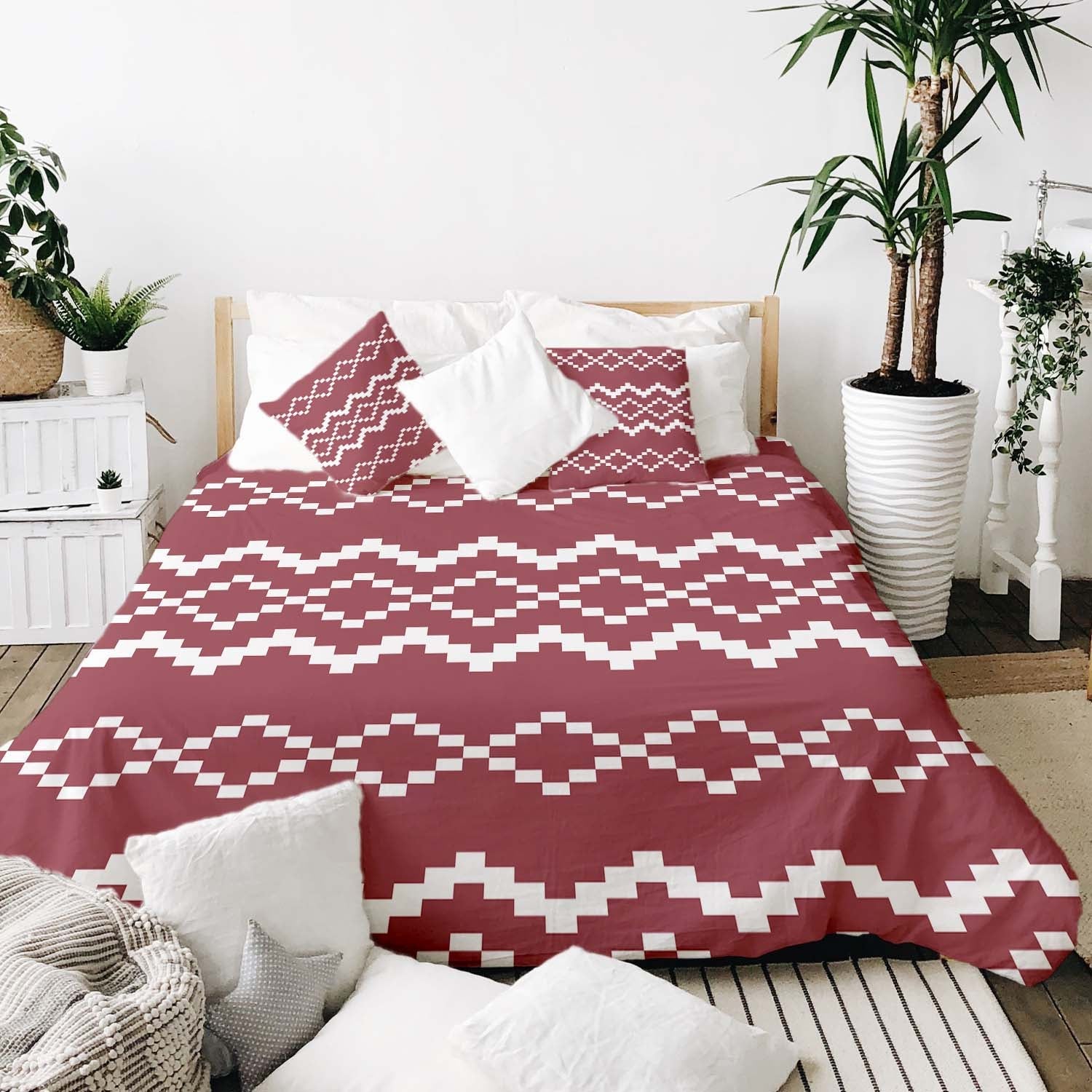 Couverture thérapeutique originale - Housse en coton avec motif de Noël rouge