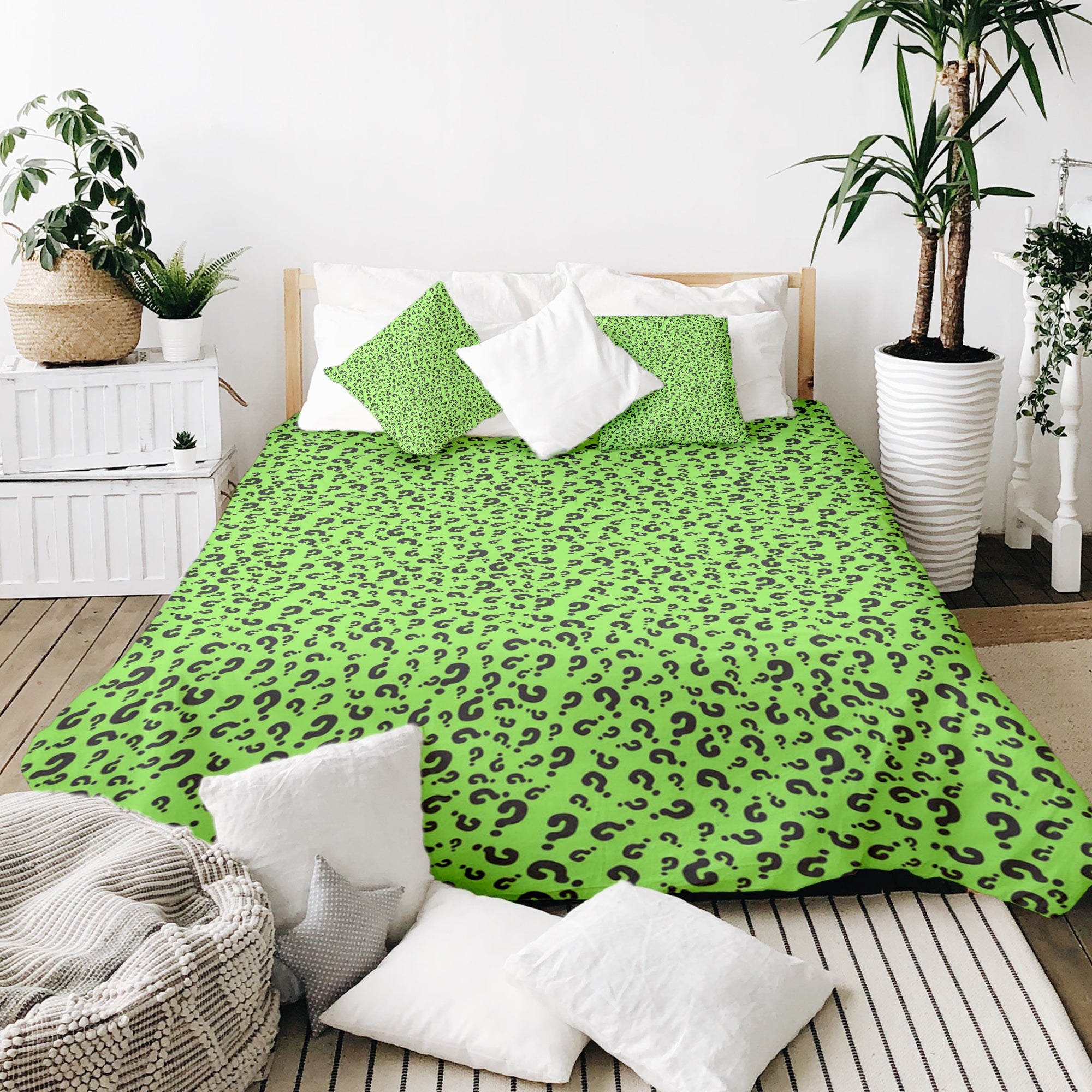 Couverture thérapeutique originale - Housse en coton vert clair avec point d'interrogation