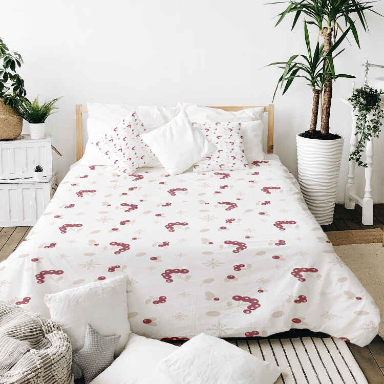 Couverture thérapeutique originale - Housse en coton avec arbuste à baies