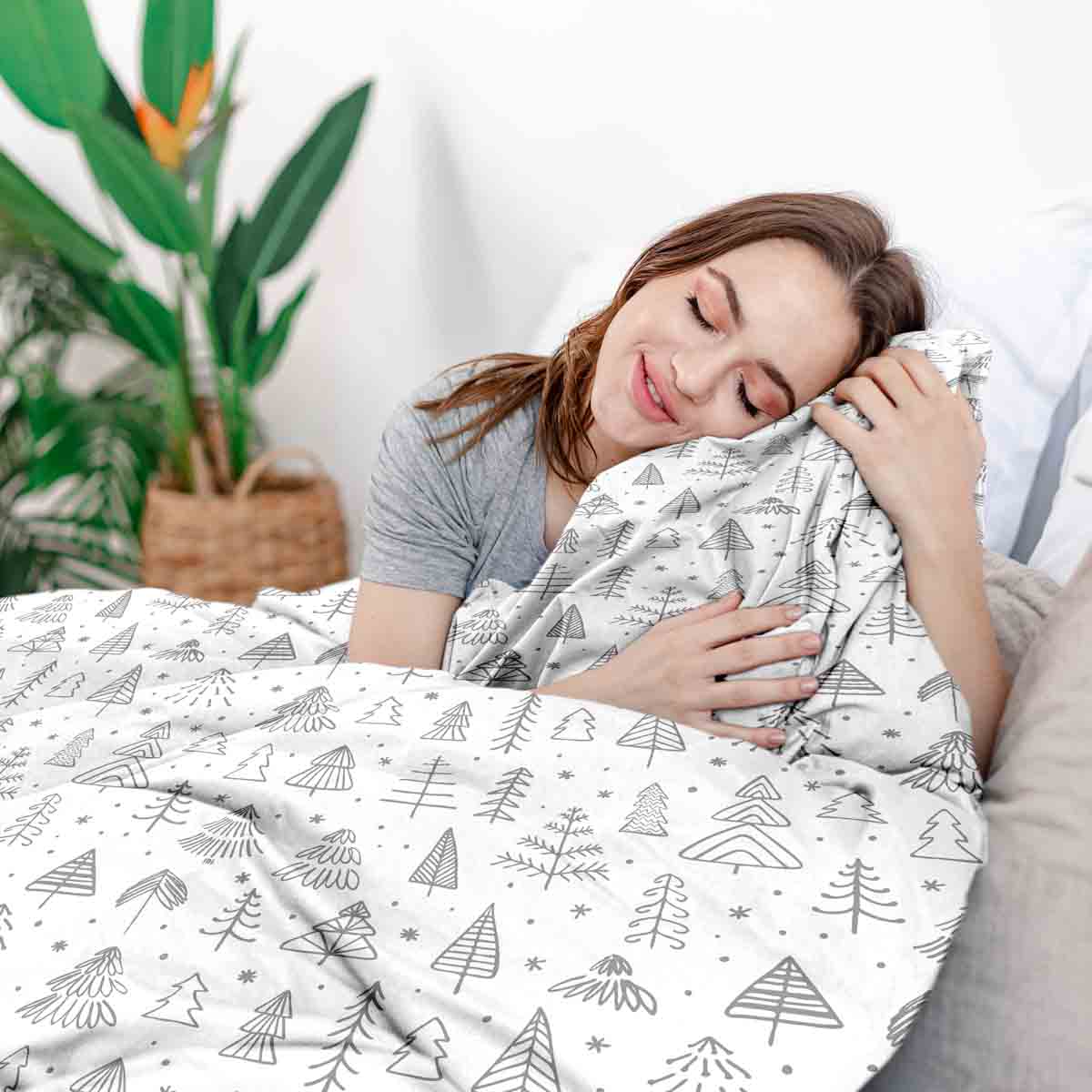 Couette de thérapie Ensemble de linge de lit Forêt de Noël
