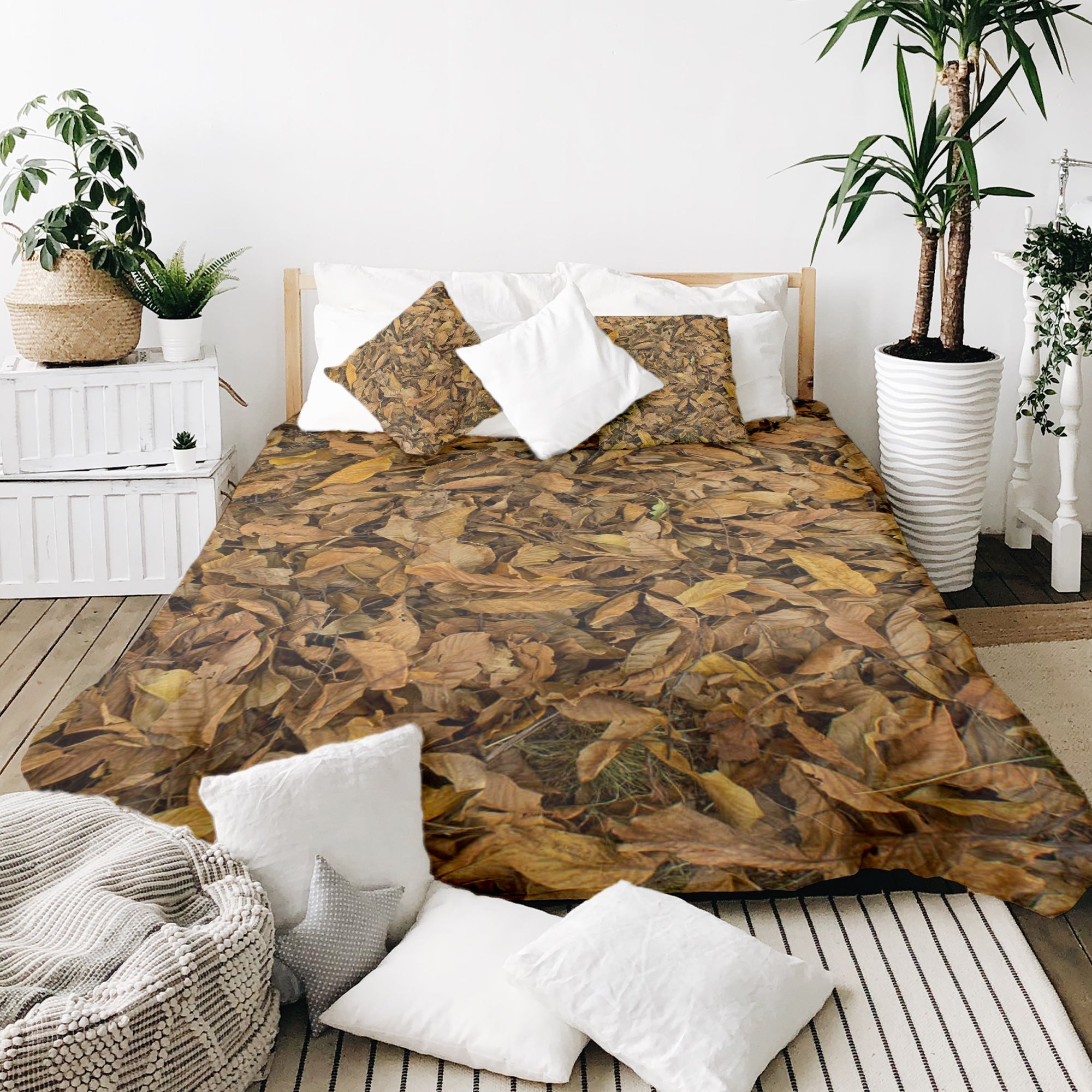 Couverture Thérapeutique Originale TD - Ensemble de Literie en Coton Feuilles d'Automne
