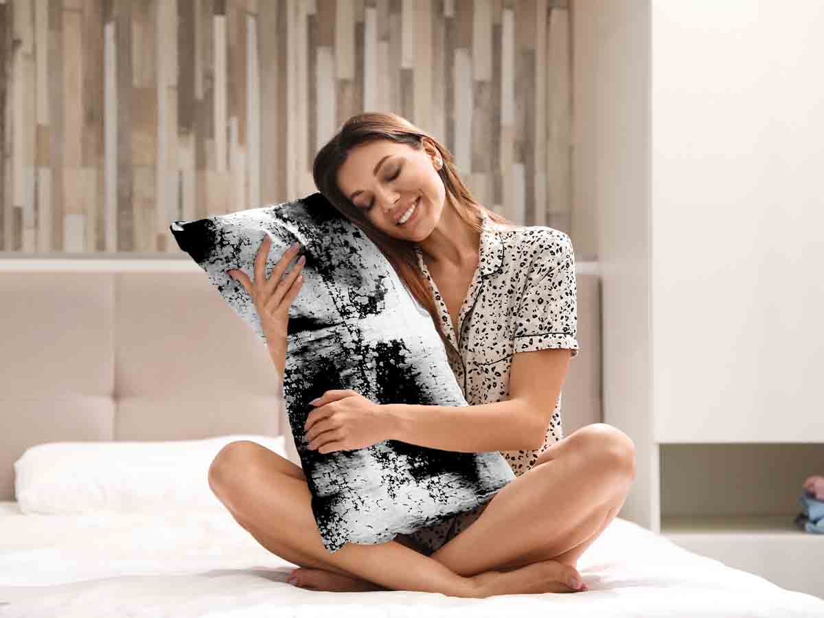 Coussin de santé noir avec motif chiné