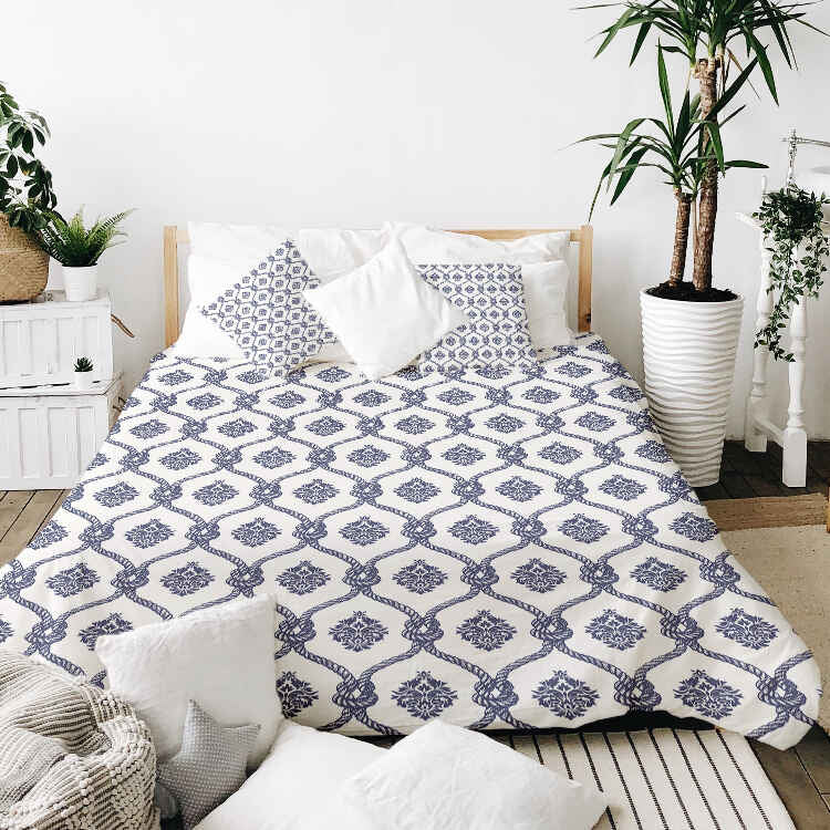 Couverture thérapeutique originale - Housse en coton motif marin bleu