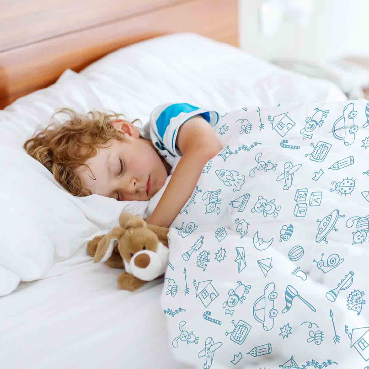 Couette thérapeutique Ensemble de literie blanc avec jouets