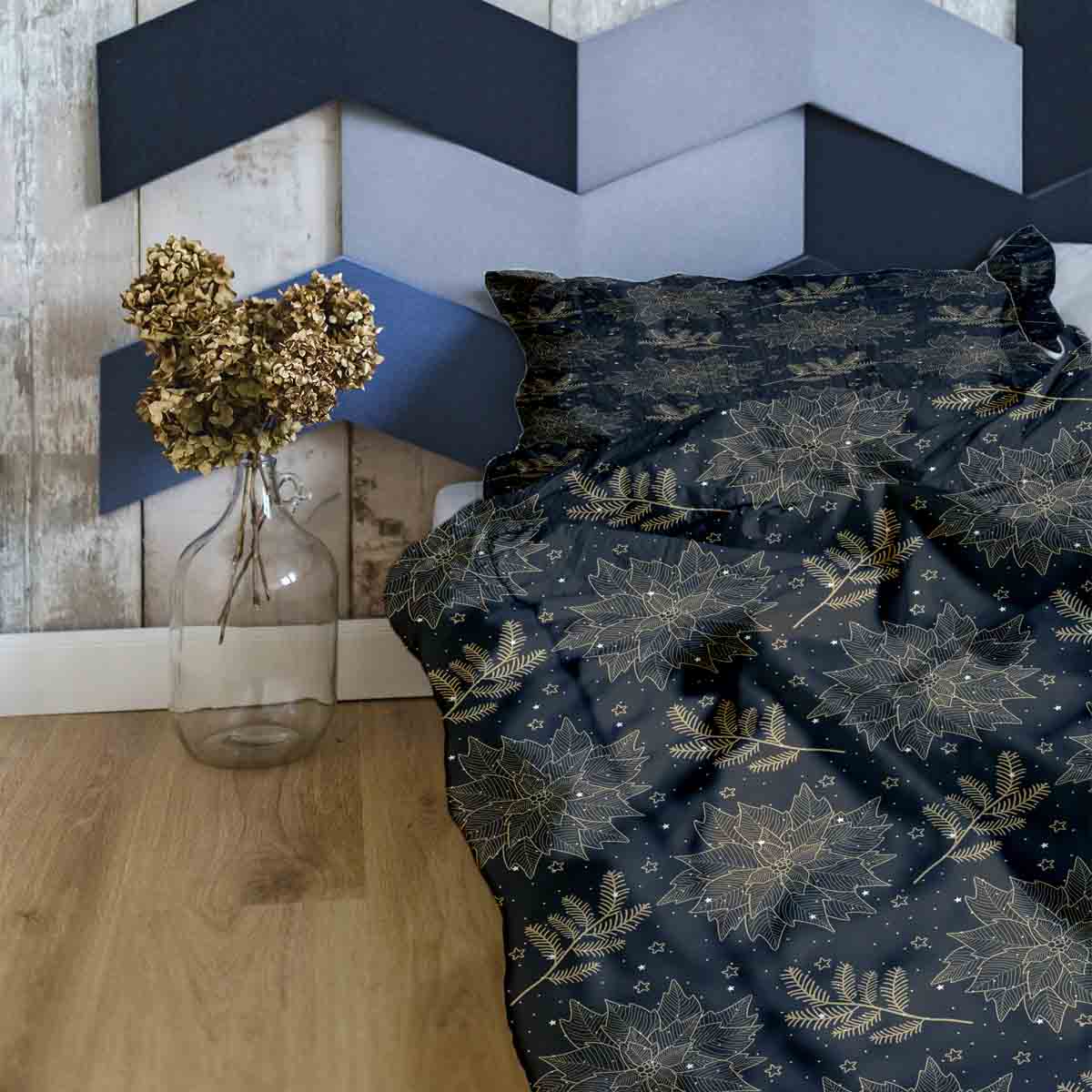 Original Therapiedecke - Ensemble de literie en coton Noir Poinsettia