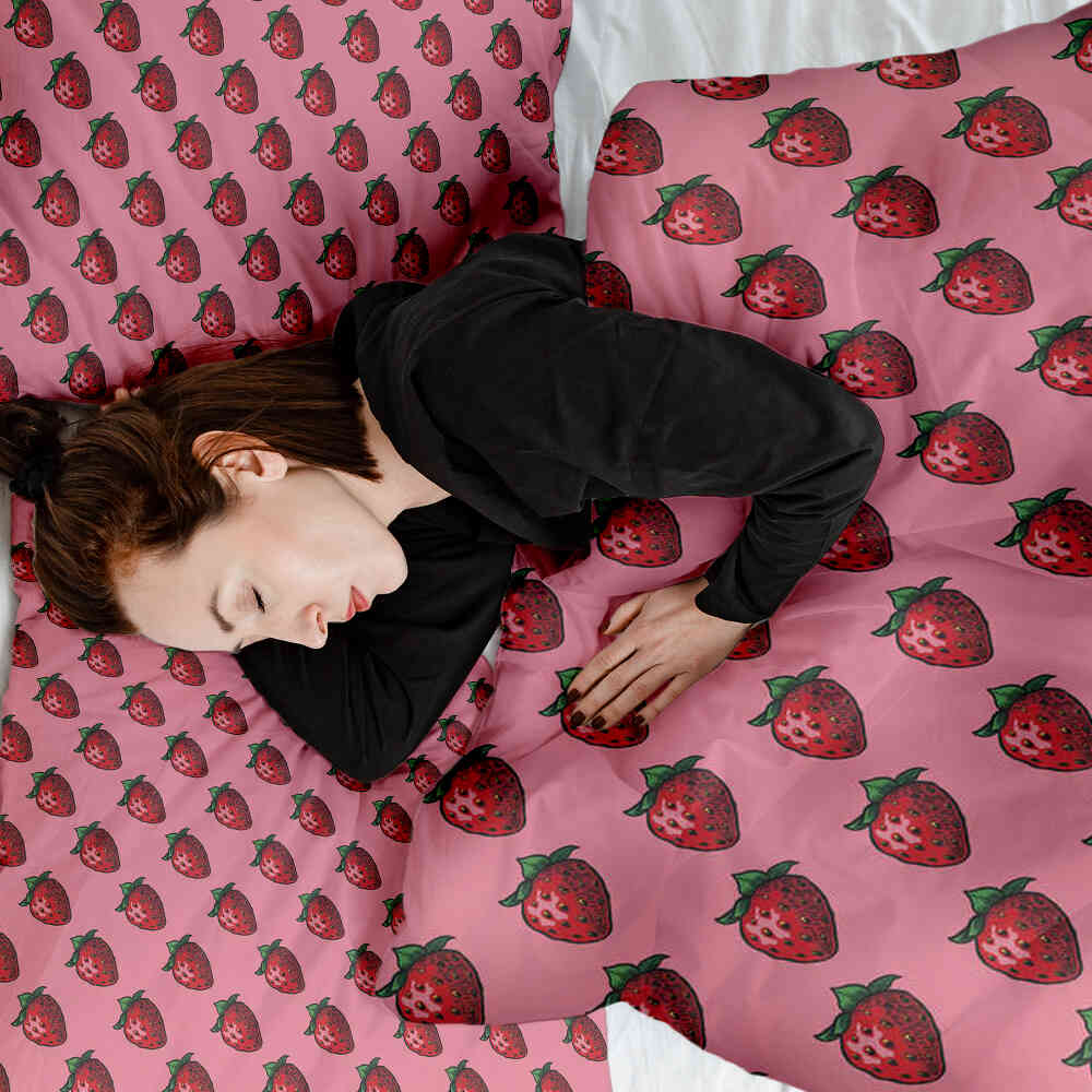 Original Therapiedecke - Ensemble de literie en coton rose avec fraises