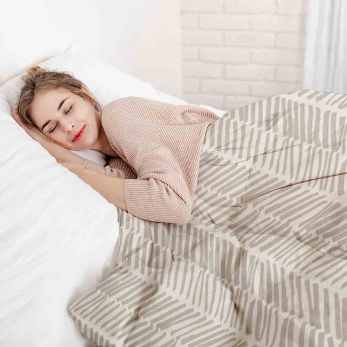Original Therapiedecke - Ensemble de literie en coton Beige avec rayures
