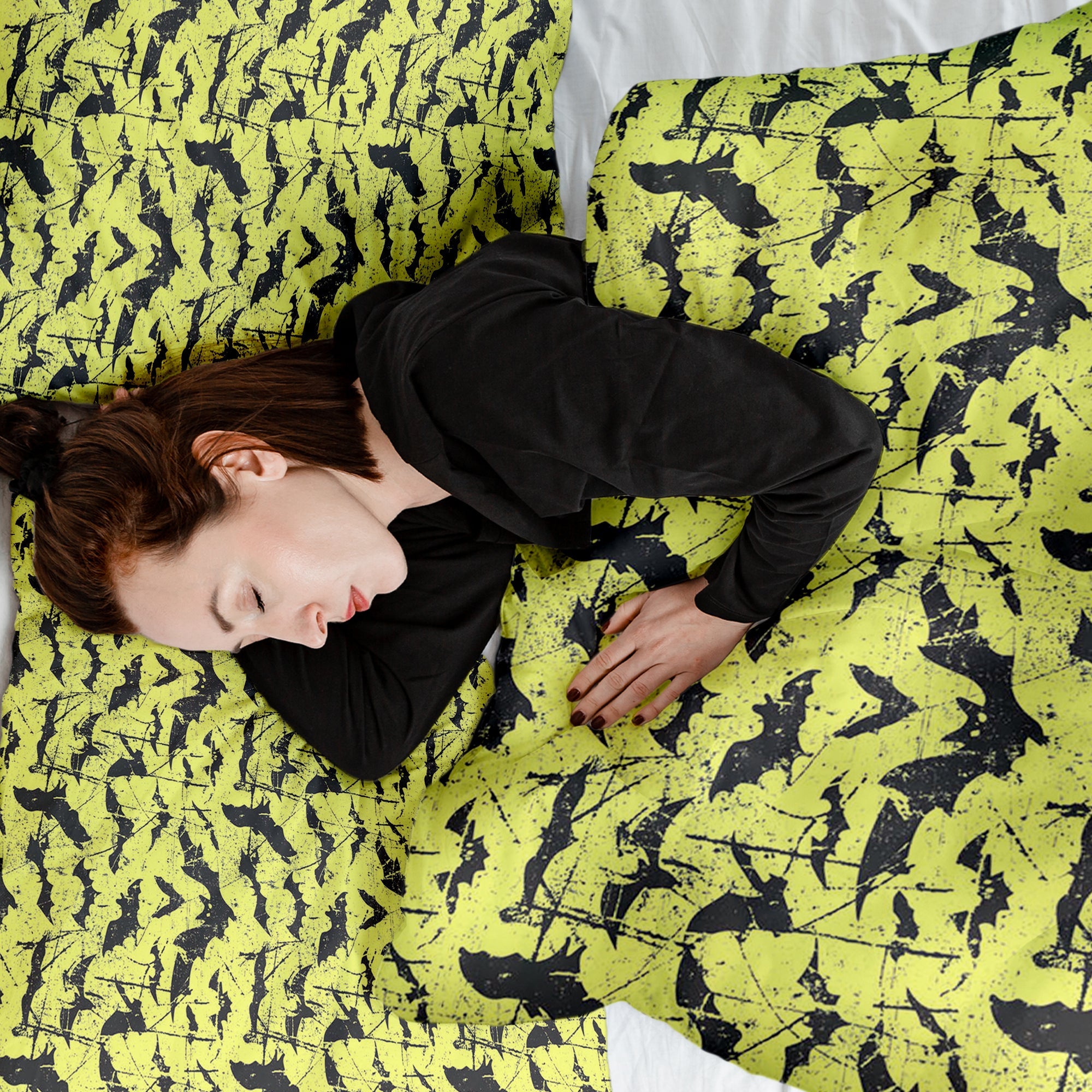 Couverture thérapeutique originale - Housse en coton jaune chauve-souris