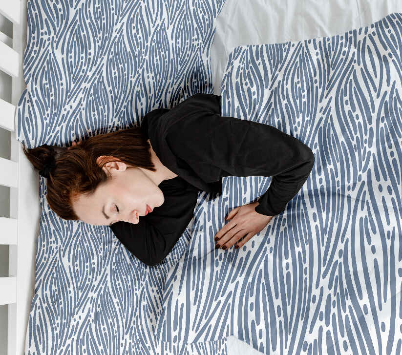 Couverture thérapeutique originale - Housse en coton motif ondulé bleu