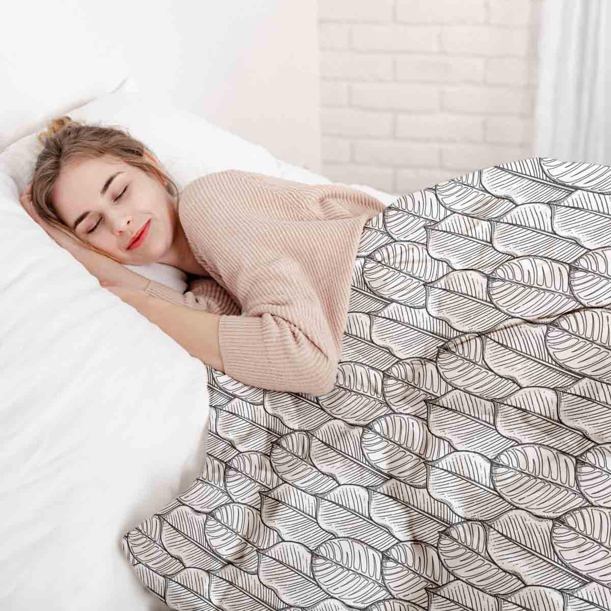 Original Therapiedecke - Ensemble de literie en coton TD gris avec feuilles d'érable