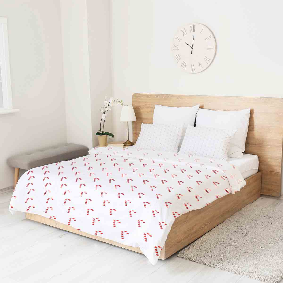 Ensemble de linge de lit couverture thérapeutique blanc avec cannes de sucre
