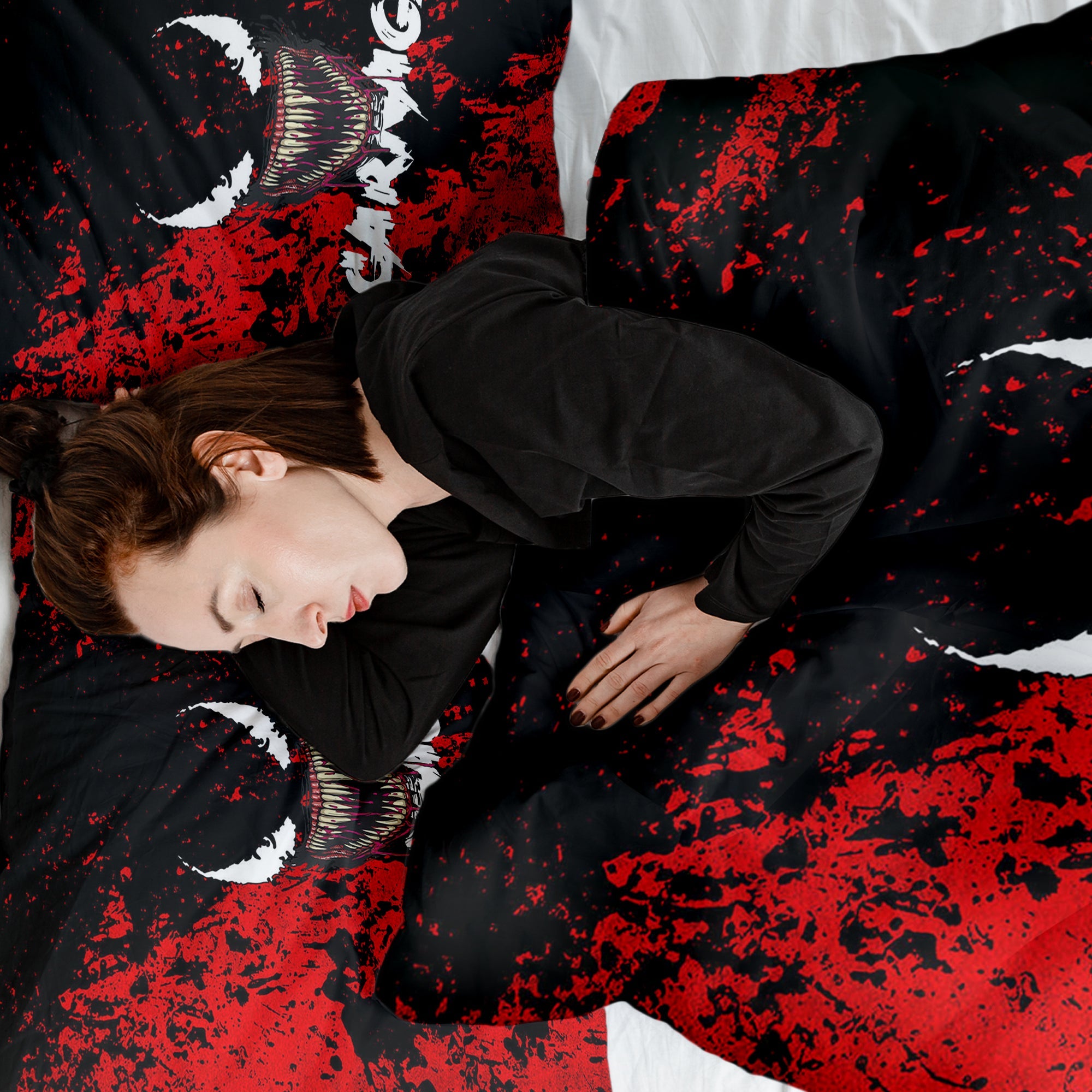 Couverture thérapeutique originale - Housse en coton noire visage de joker