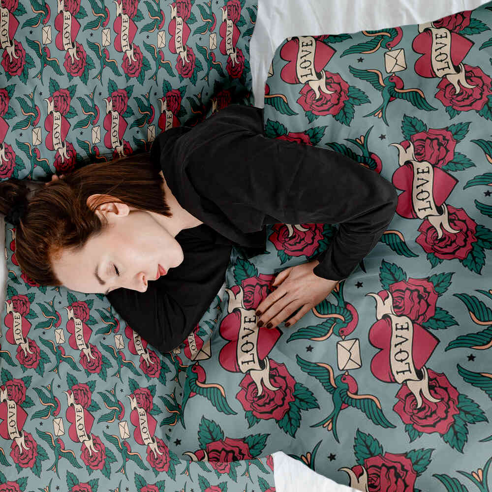 Original Therapiedecke - Ensemble de literie en coton Love Tattoo