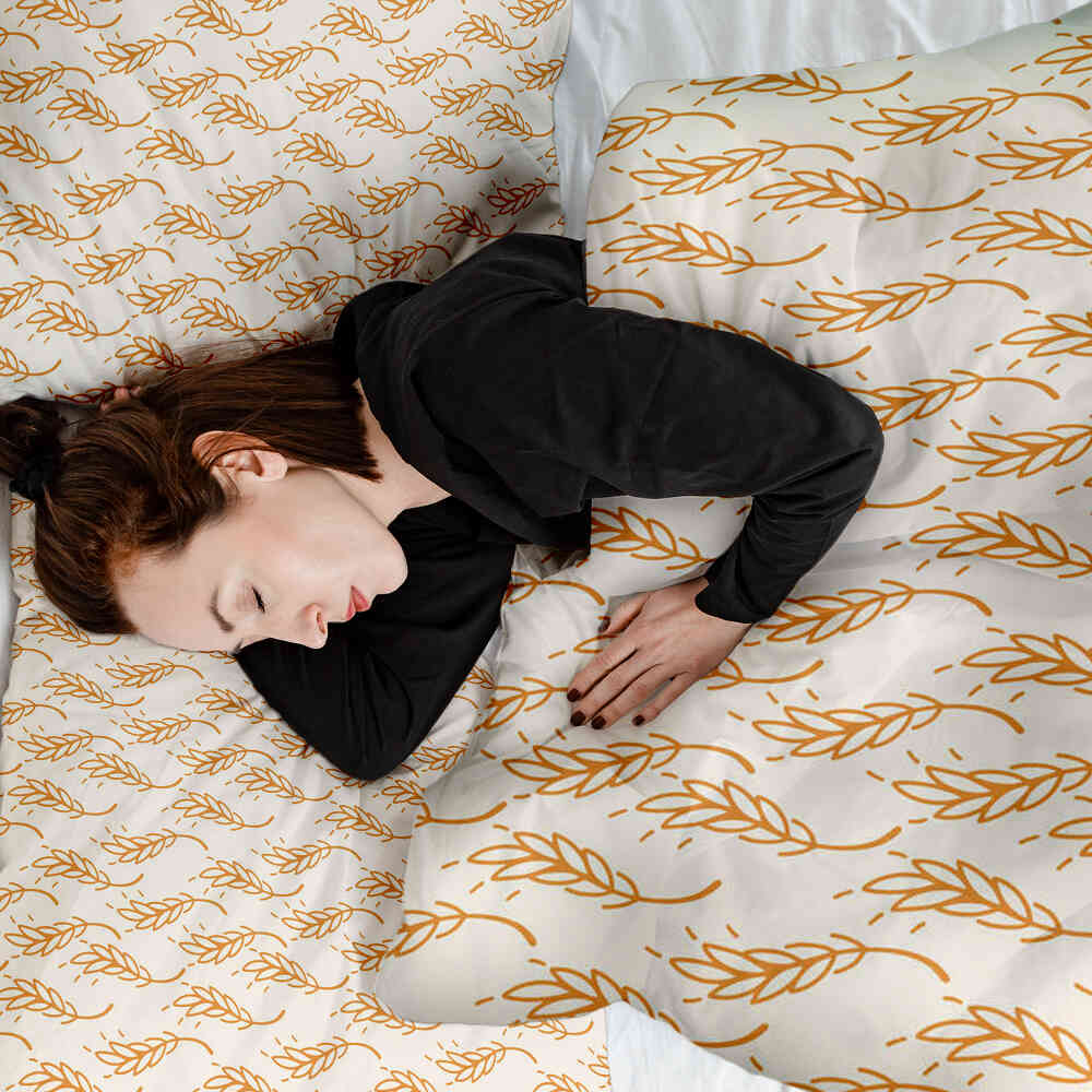 Original Therapiedecke - Ensemble de literie en coton blanc avec blé jaune