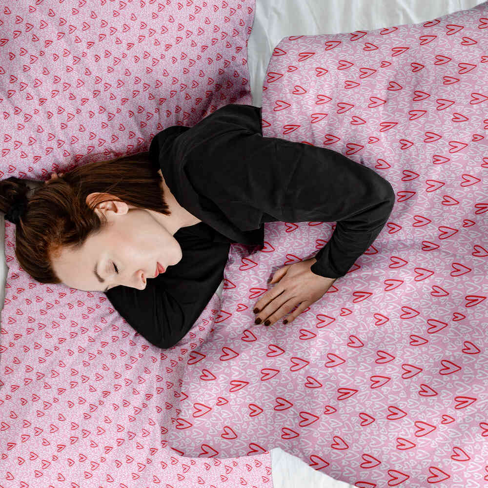 Original Therapiedecke - Ensemble de literie en coton Cœurs rose et rouge