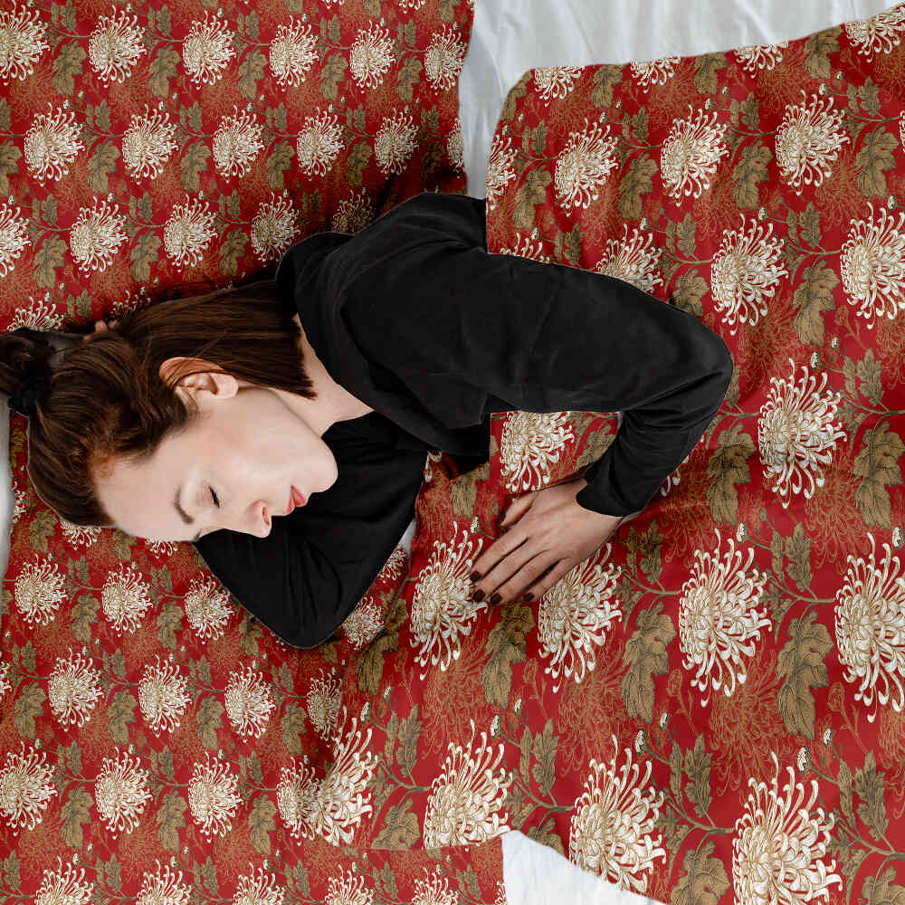 Original Therapiedecke - Ensemble de literie en coton Rouge grande fleur