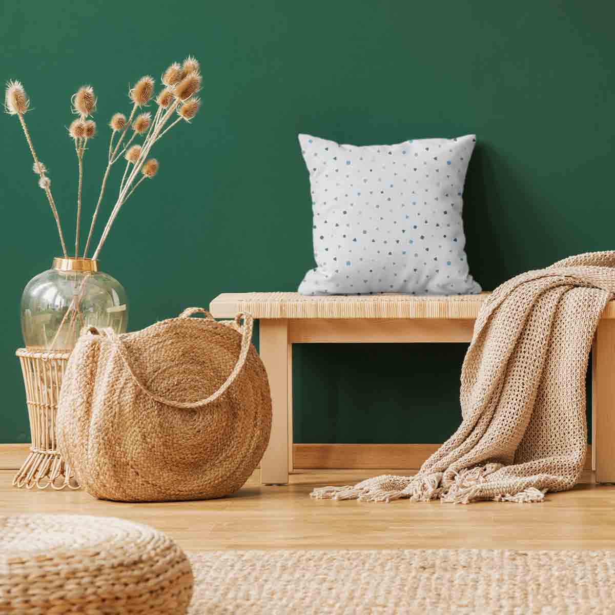 Coussin de santé blanc avec petites formes bleues