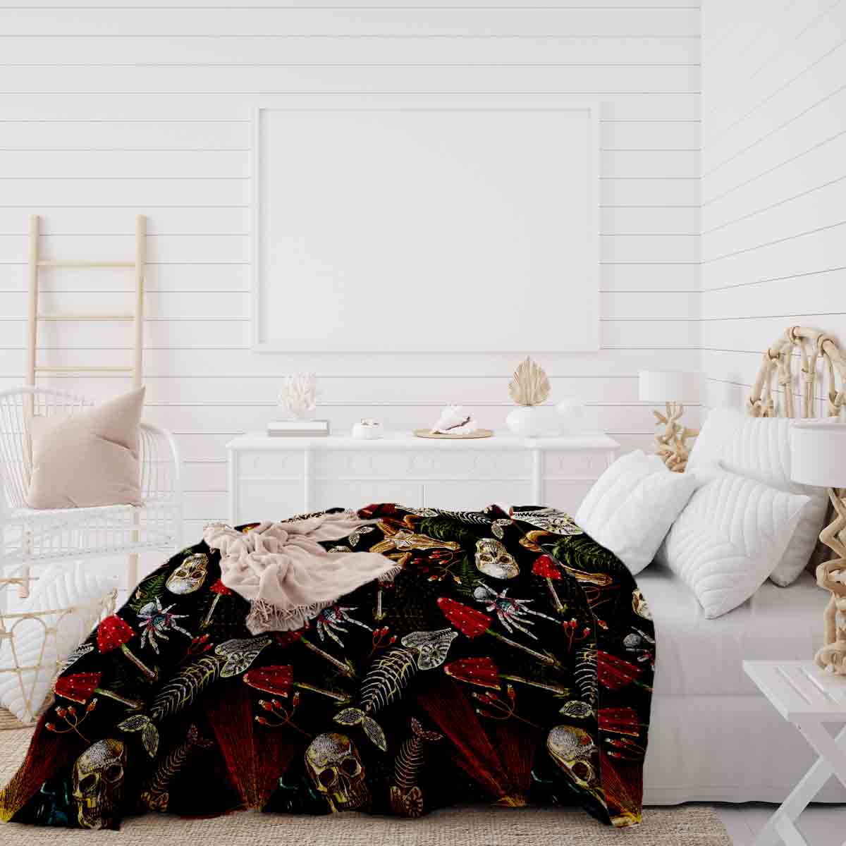 Original Therapiedecke - Ensemble de literie en coton squelette Halloween