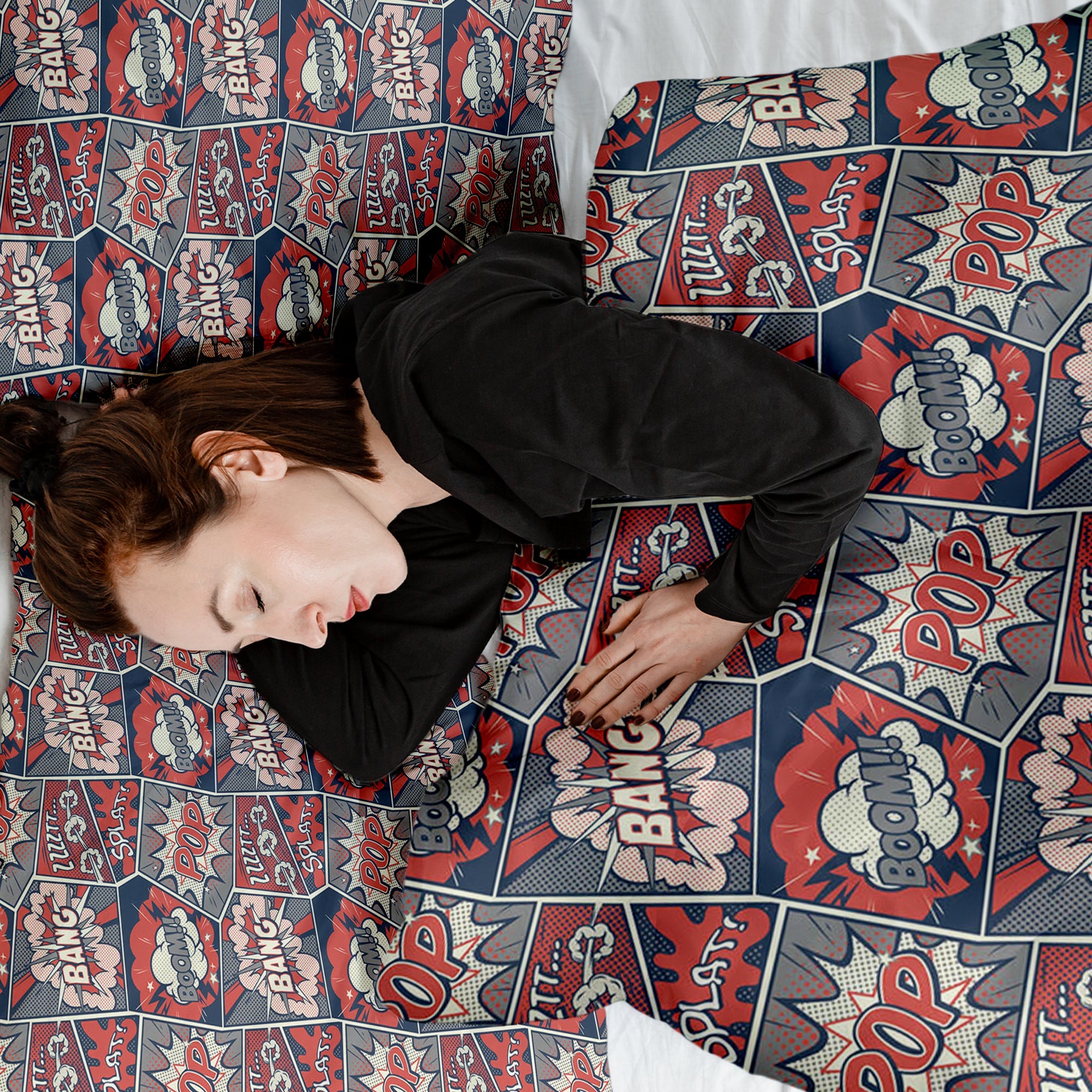 Couverture thérapeutique originale - Housse en coton rouge avec bande dessinée