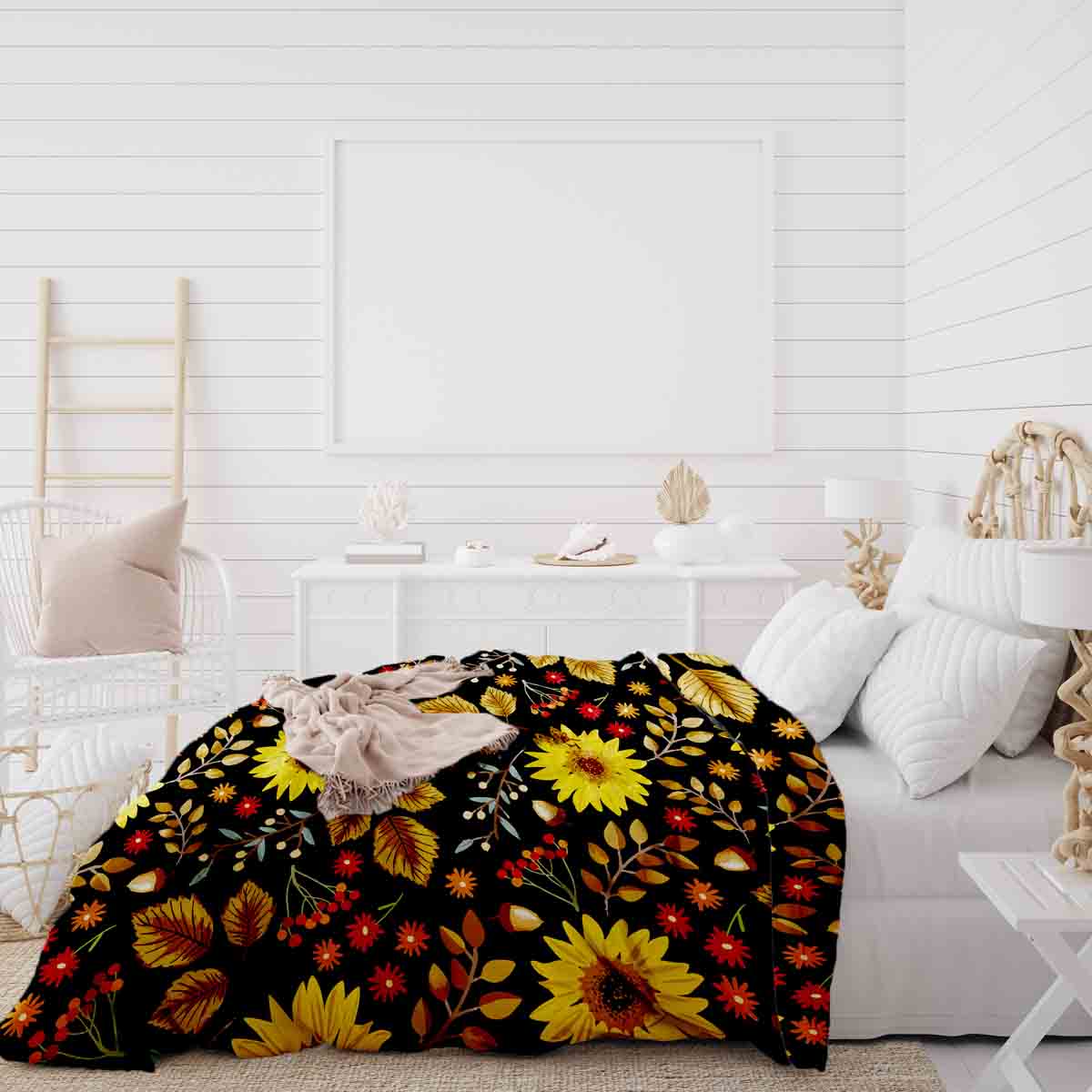 Couverture thérapeutique originale - Housse en coton avec tournesol