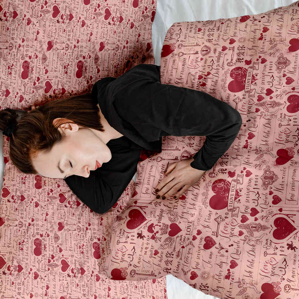 Couverture thérapeutique originale - Housse en coton rose Je t'aime