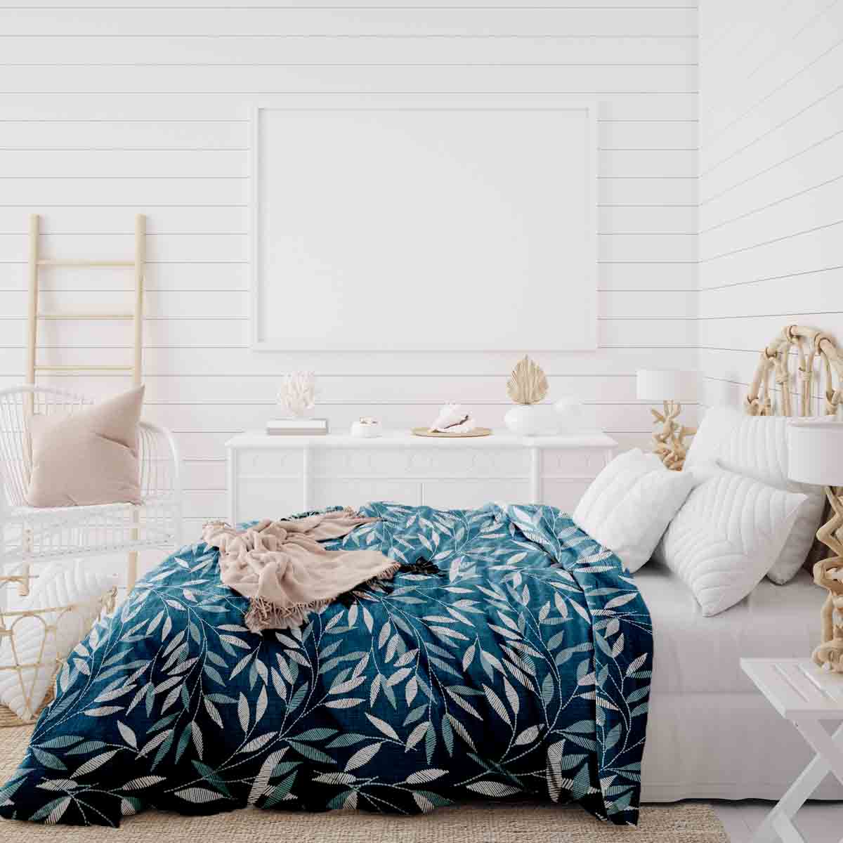 Original Therapiedecke - Ensemble de literie en coton avec branches bleues